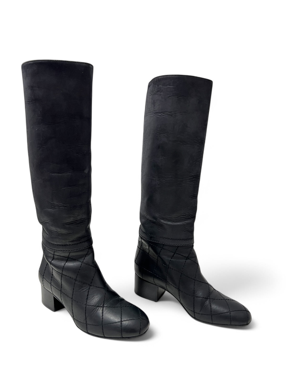 Chanel - Bottes avec surpiqûres T.38