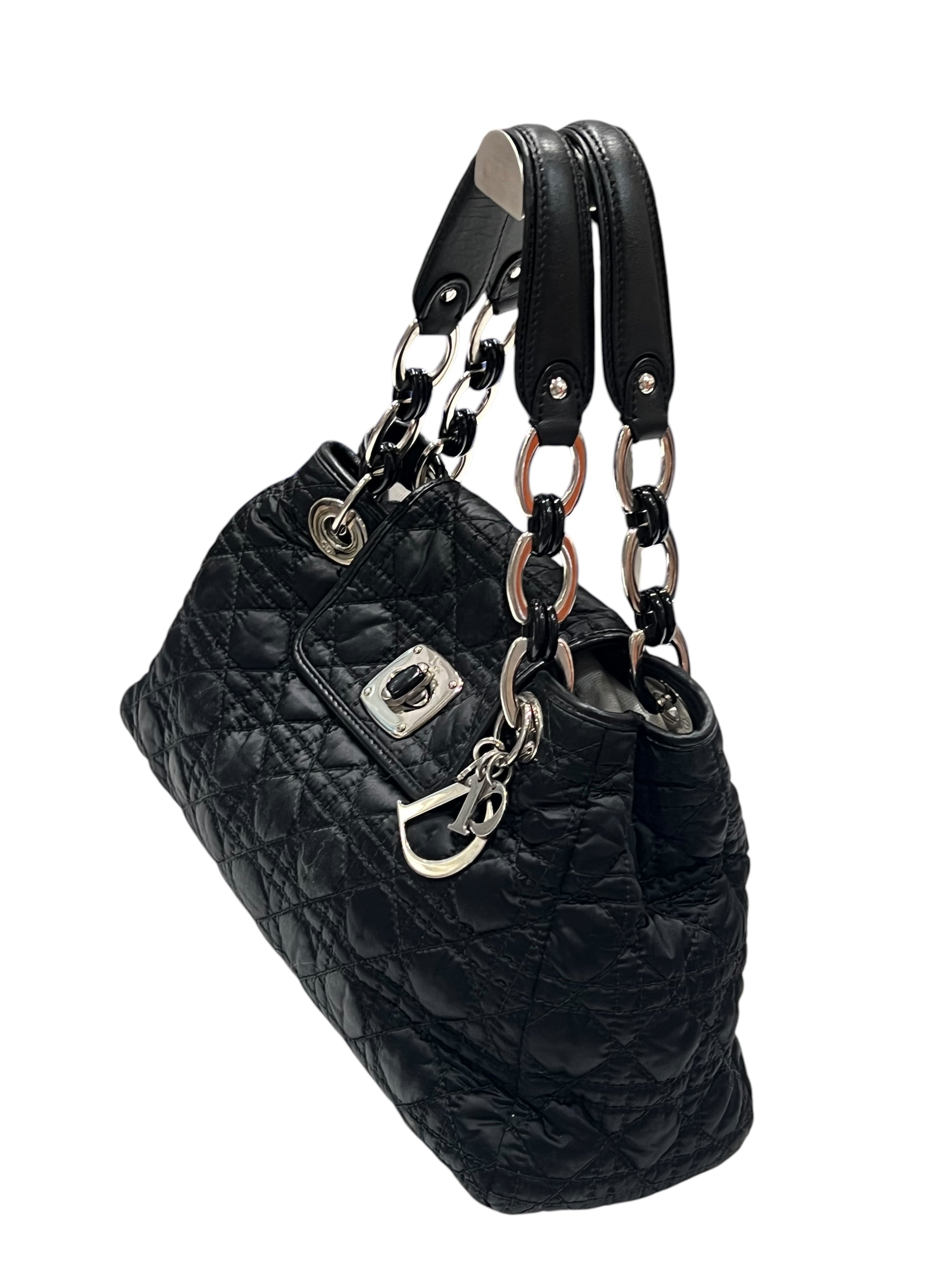 Dior – Vintage-Shopper aus Baumwolle und Cannage-Leder