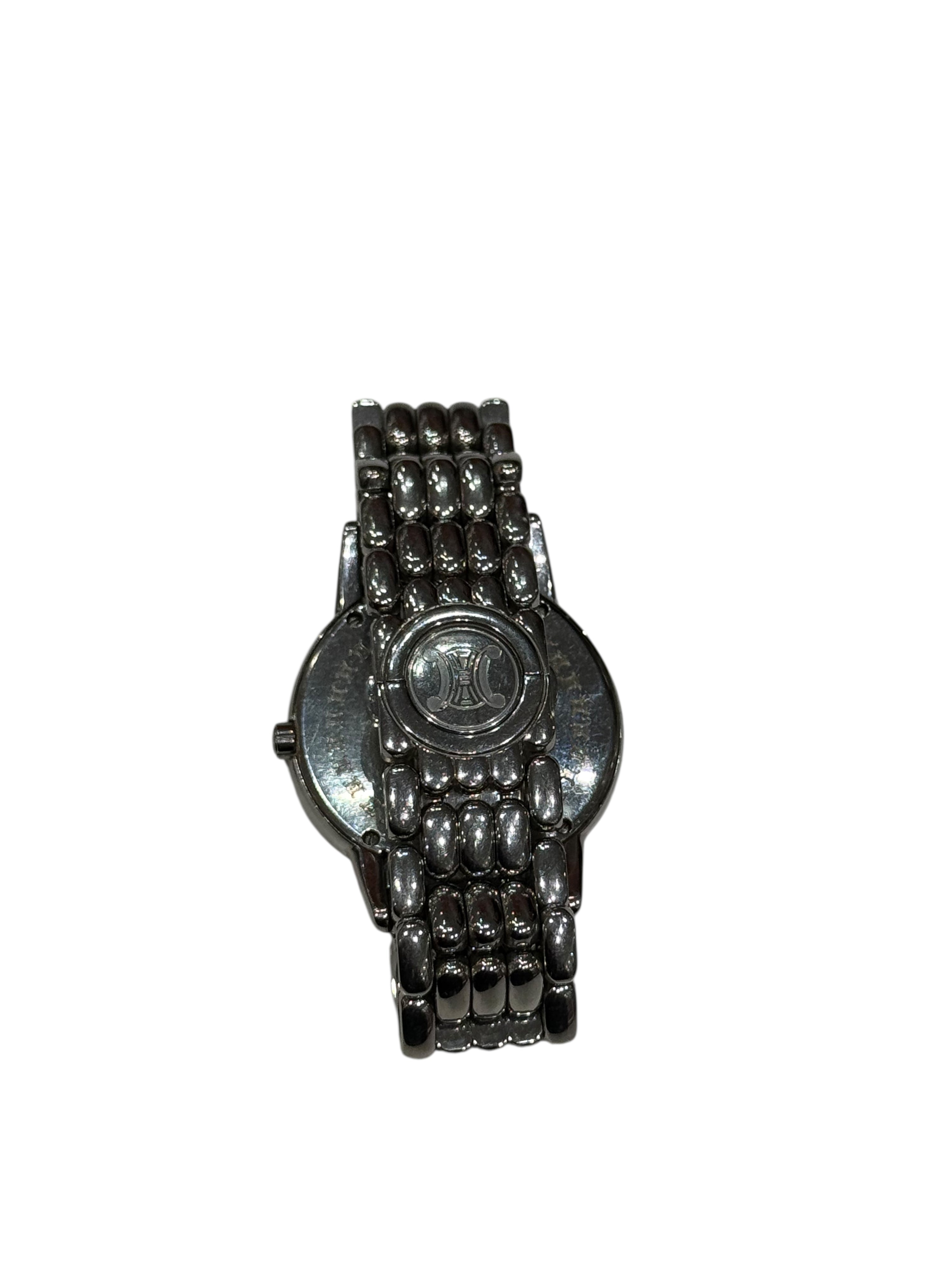 Celine – Montre vintage en acier, cadran signature clé