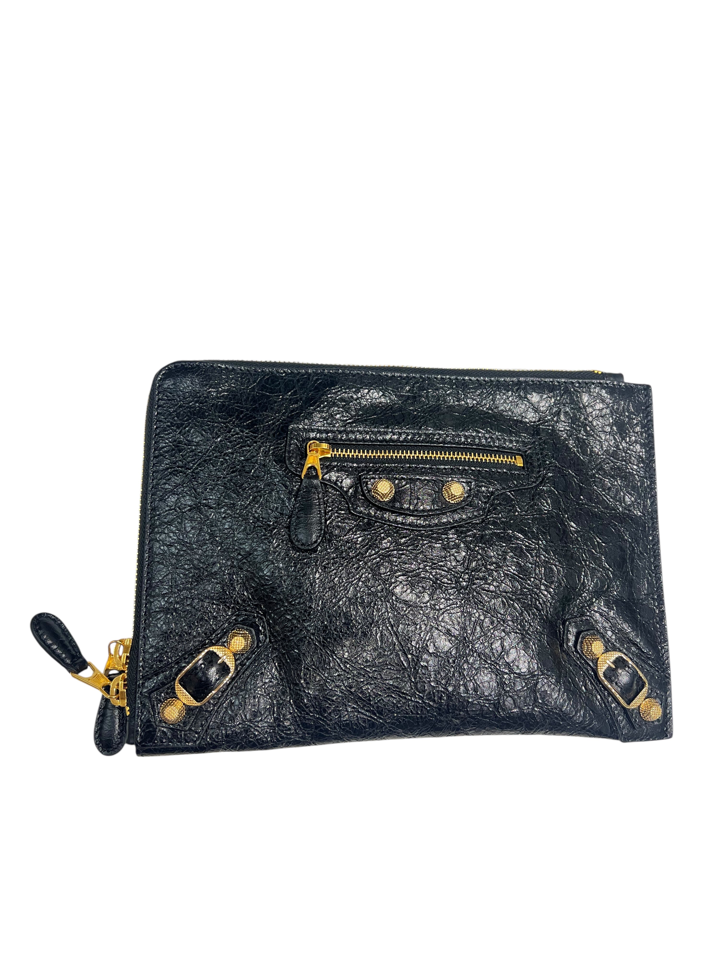 Balenciaga - pochette city cuir noir