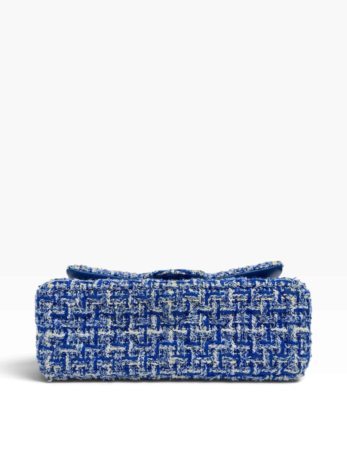Chanel - Sac timeless mini rectangular en tweed bleu et blanc