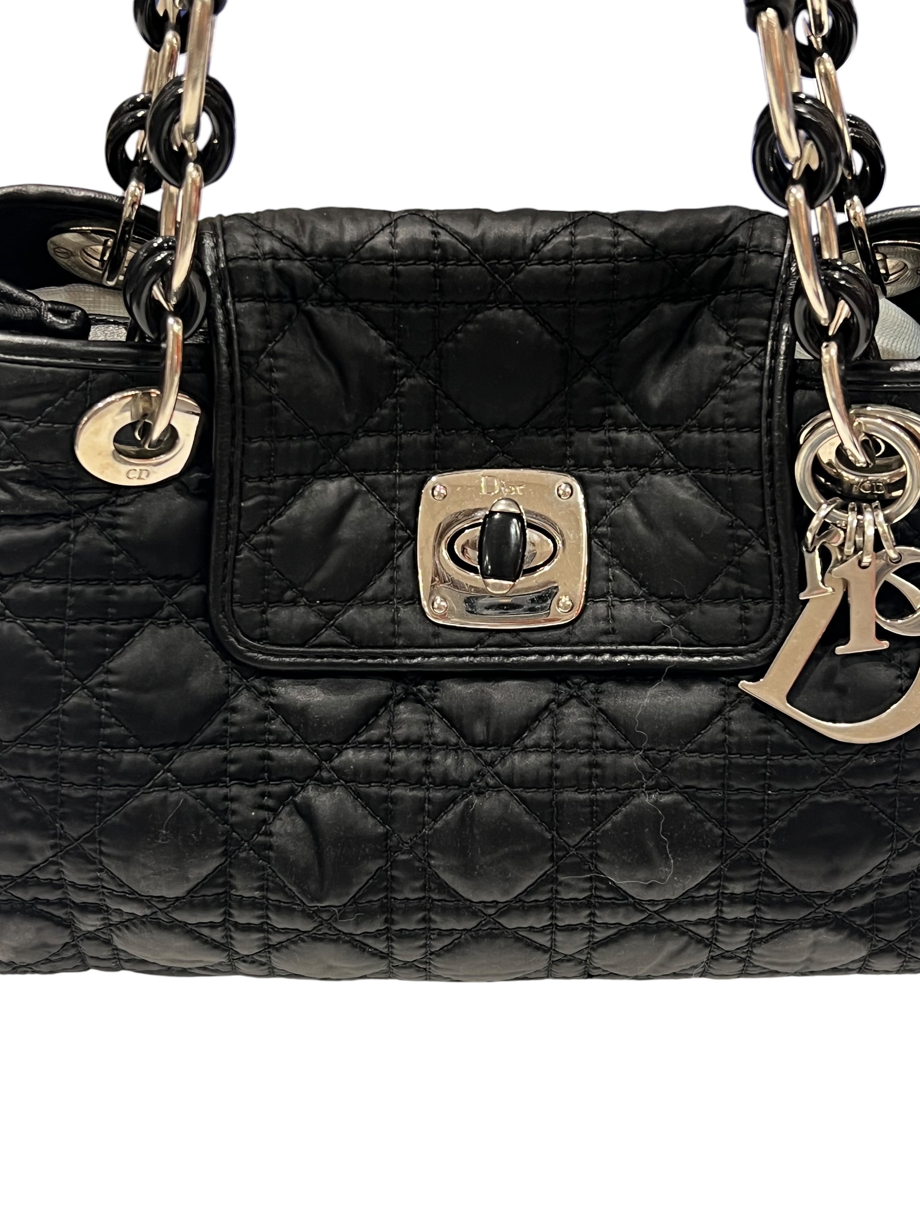 Dior – Vintage-Shopper aus Baumwolle und Cannage-Leder