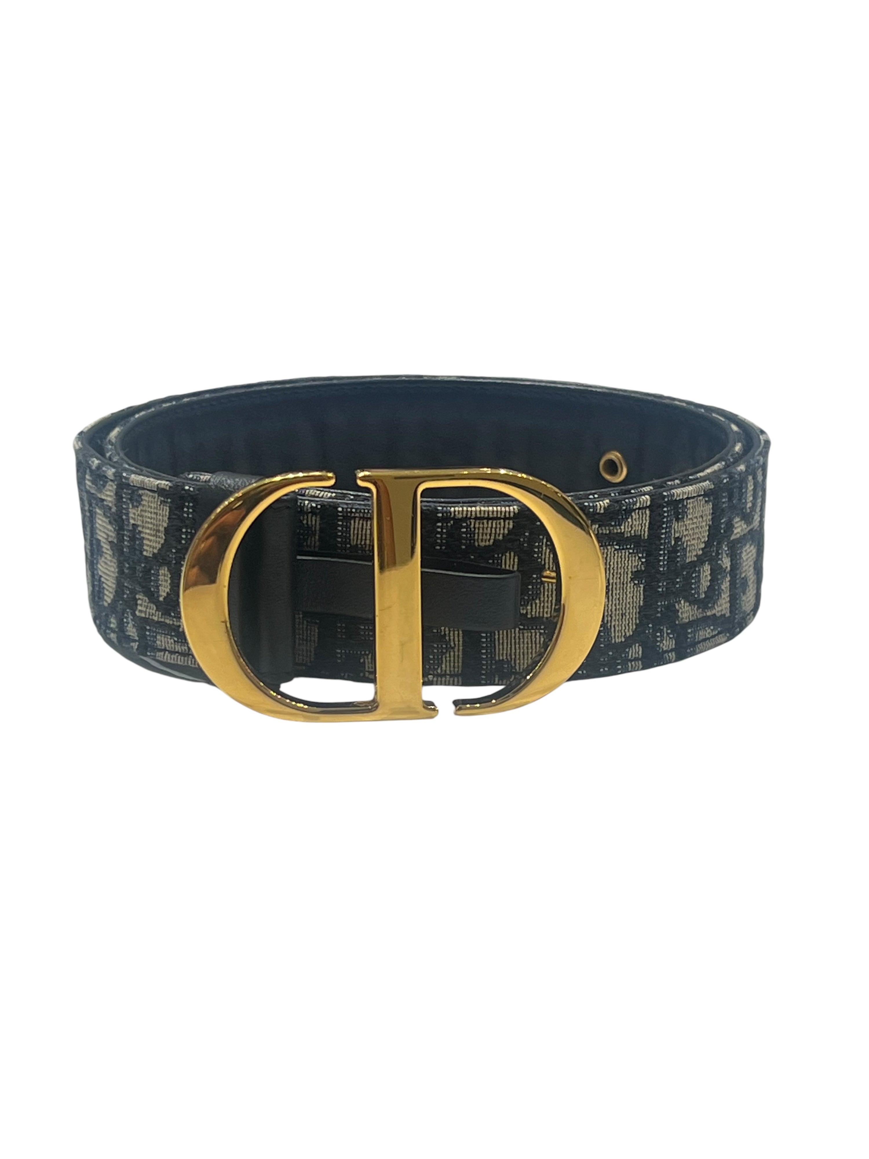Dior - ceinture oblique bleu boucle dorée T75