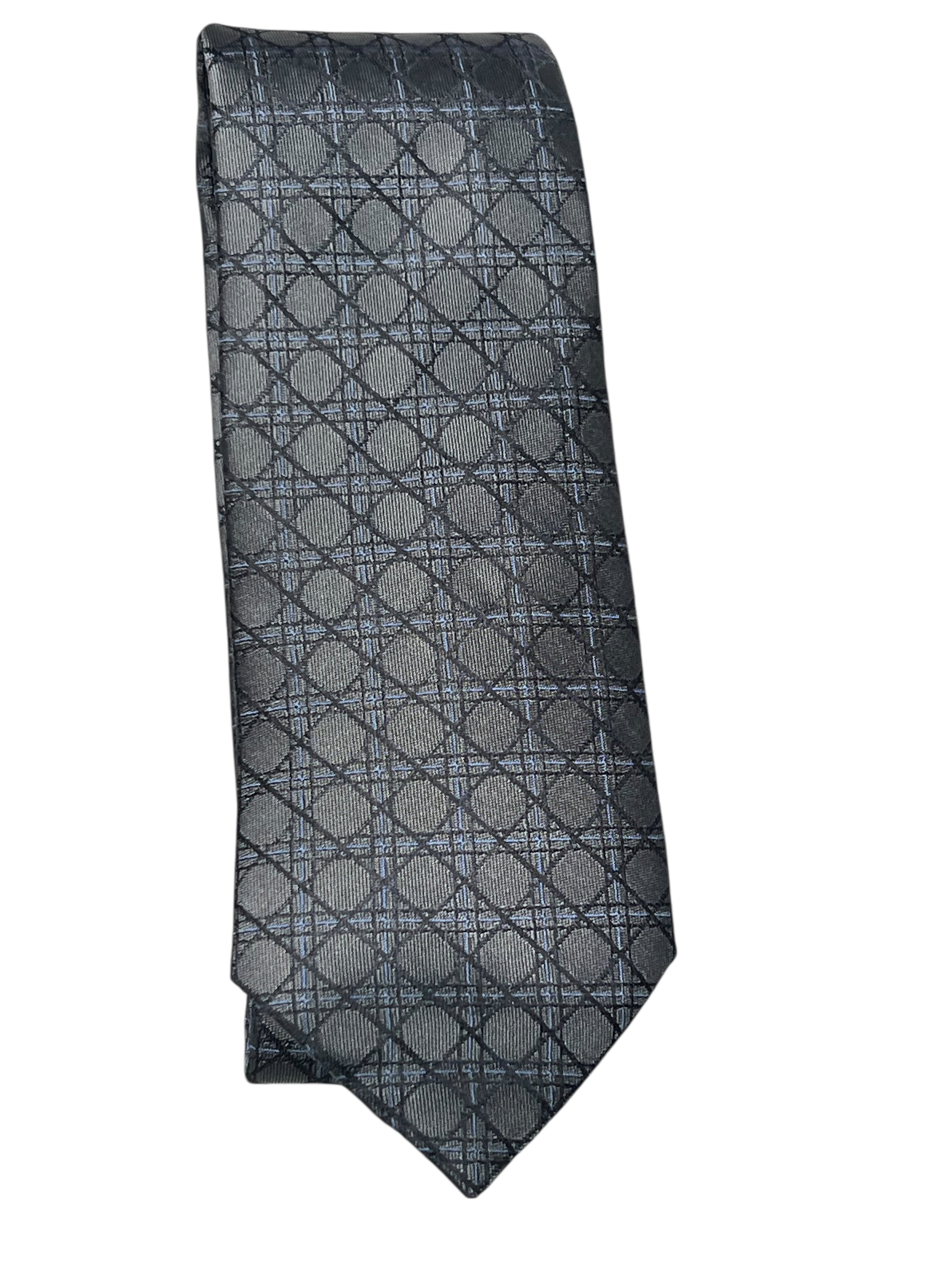 Dior - cravate cannage soie gris-bleu