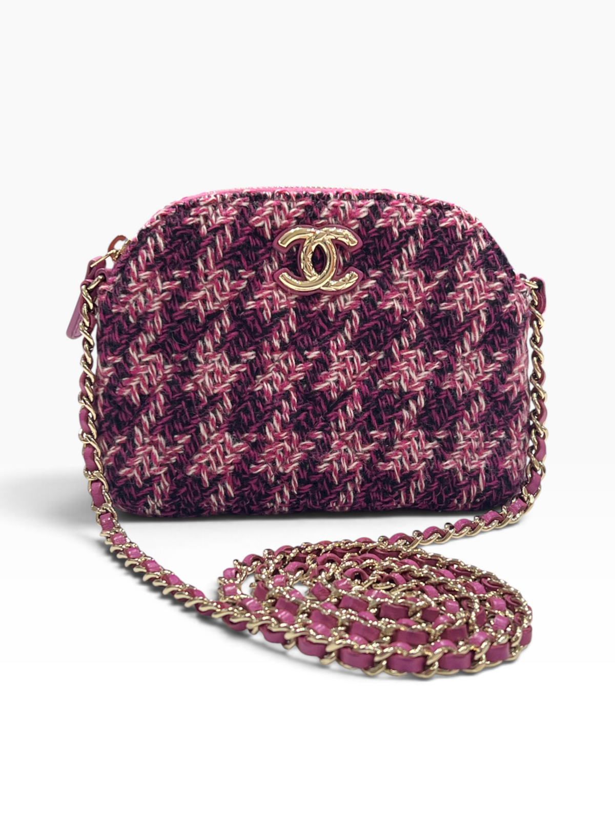 Chanel - pochette sur chaîne mini bolide tweed rose gift