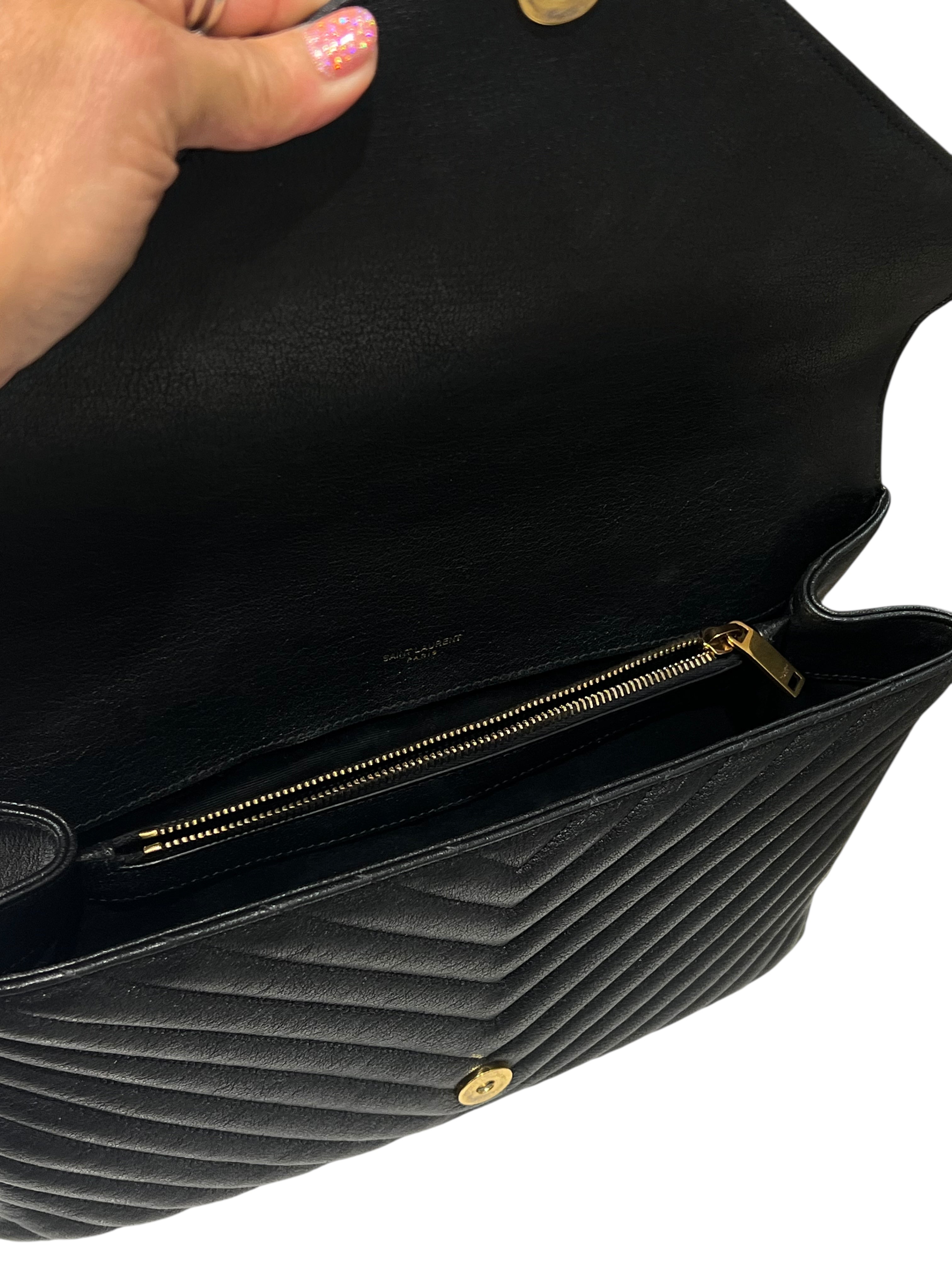 Saint Laurent - sac collège cuir noir GM