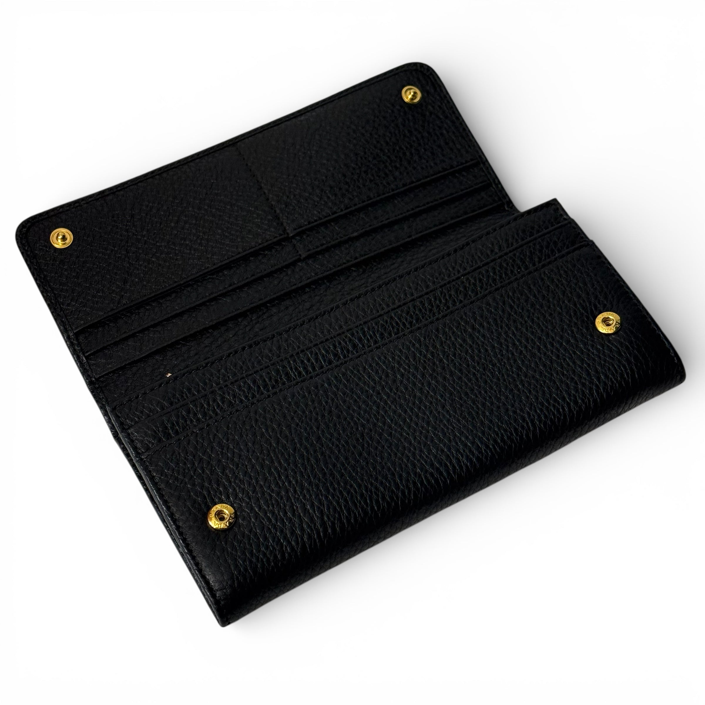 Prada - Porte-monnaie en cuir grainé noir