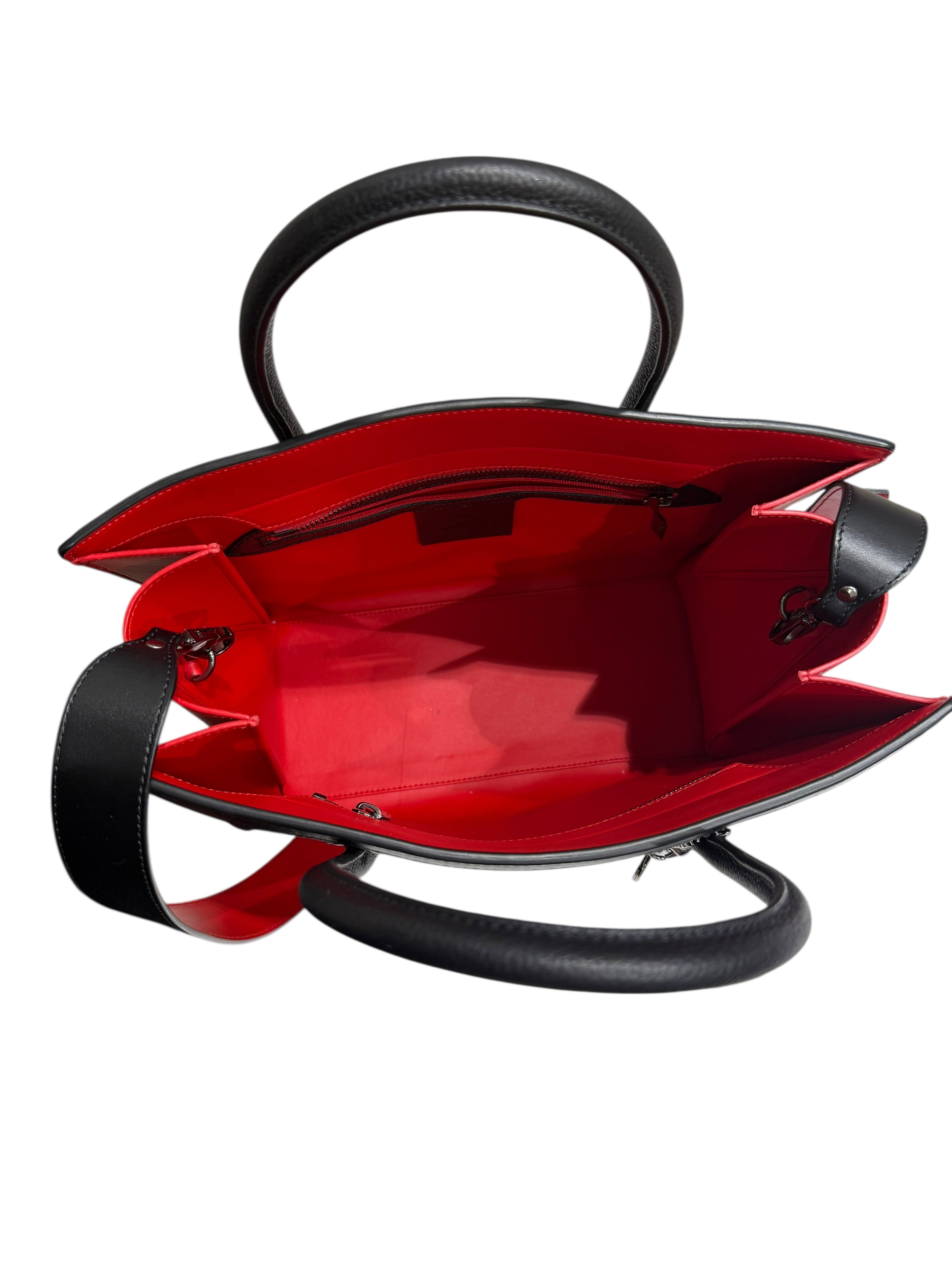 Louboutin - Sac cabas Paloma en cuir noir et rouge