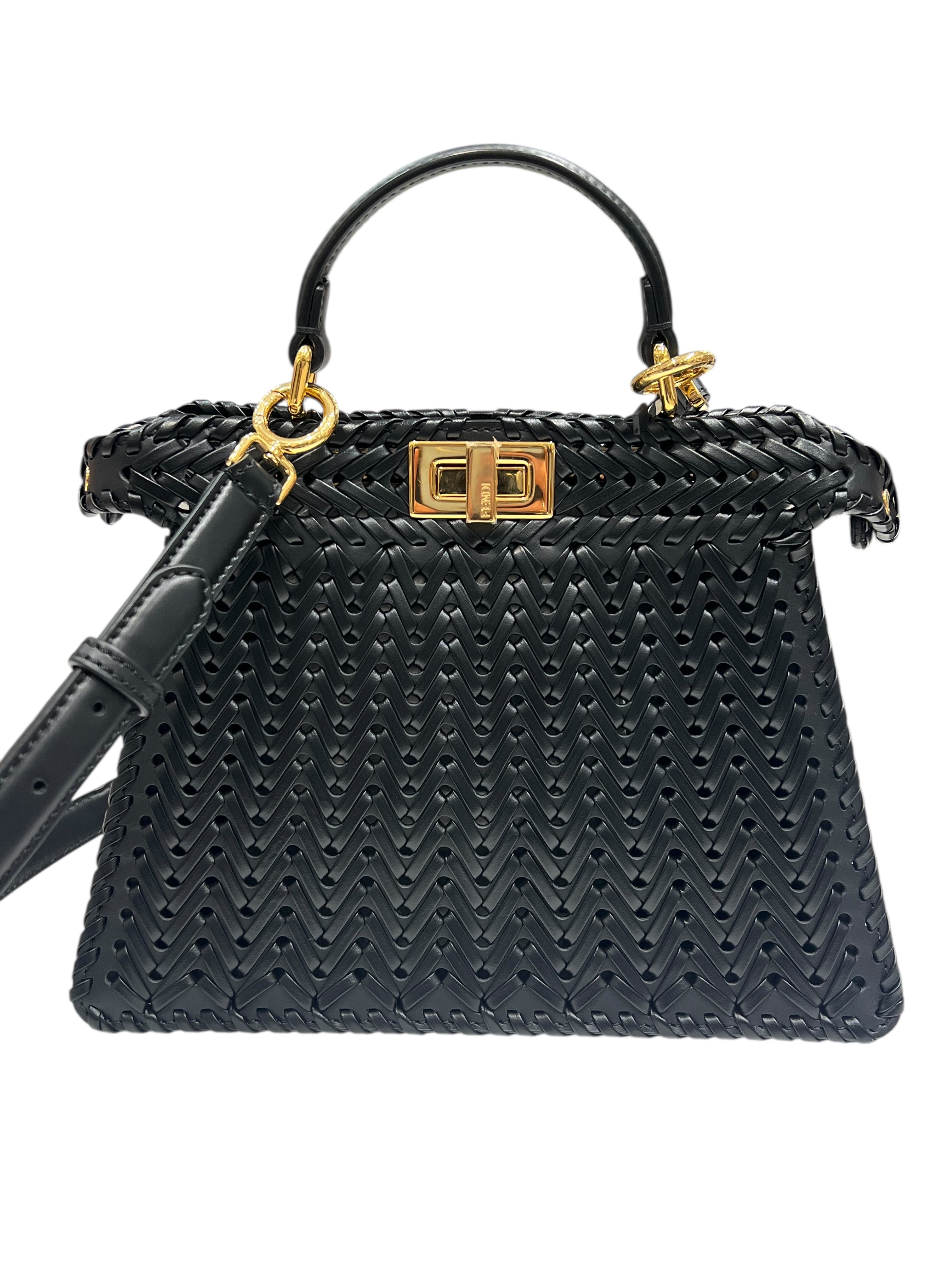 FENDI - sac Peekaboo cuir noir accastillage doré