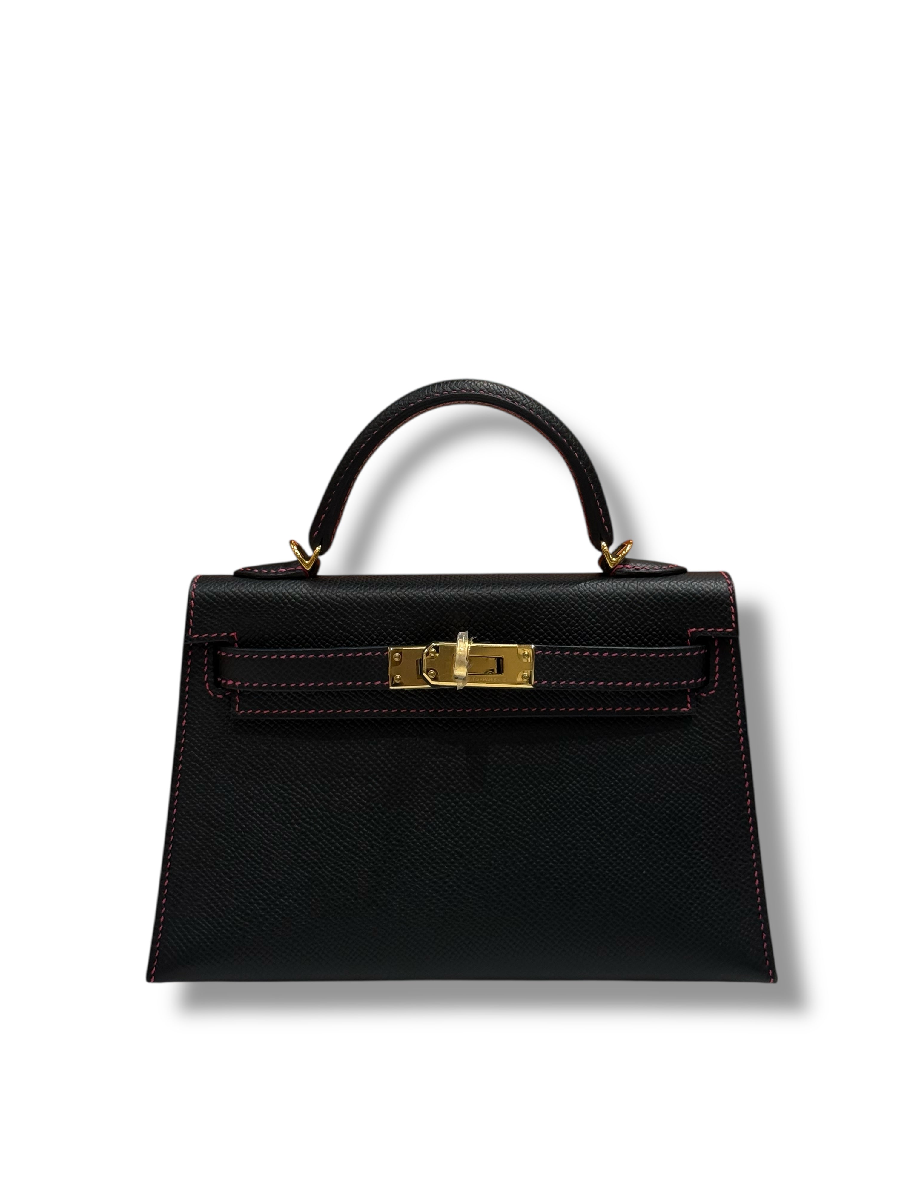 Hermès - Sac Mini Kelly Noir et Rose Extrême commande spéciale
