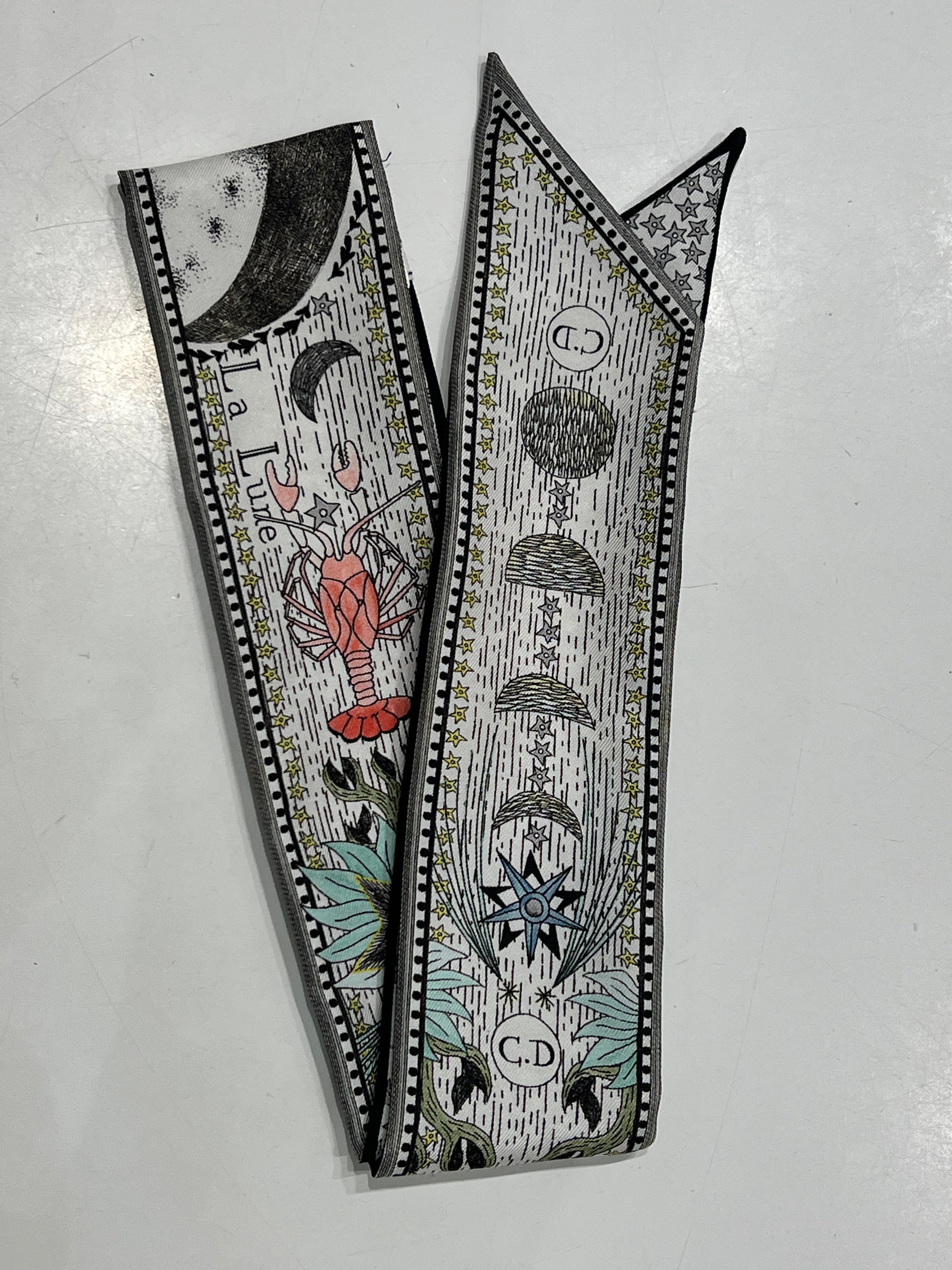 Dior- Twilly « la lune » soie blanc et noir