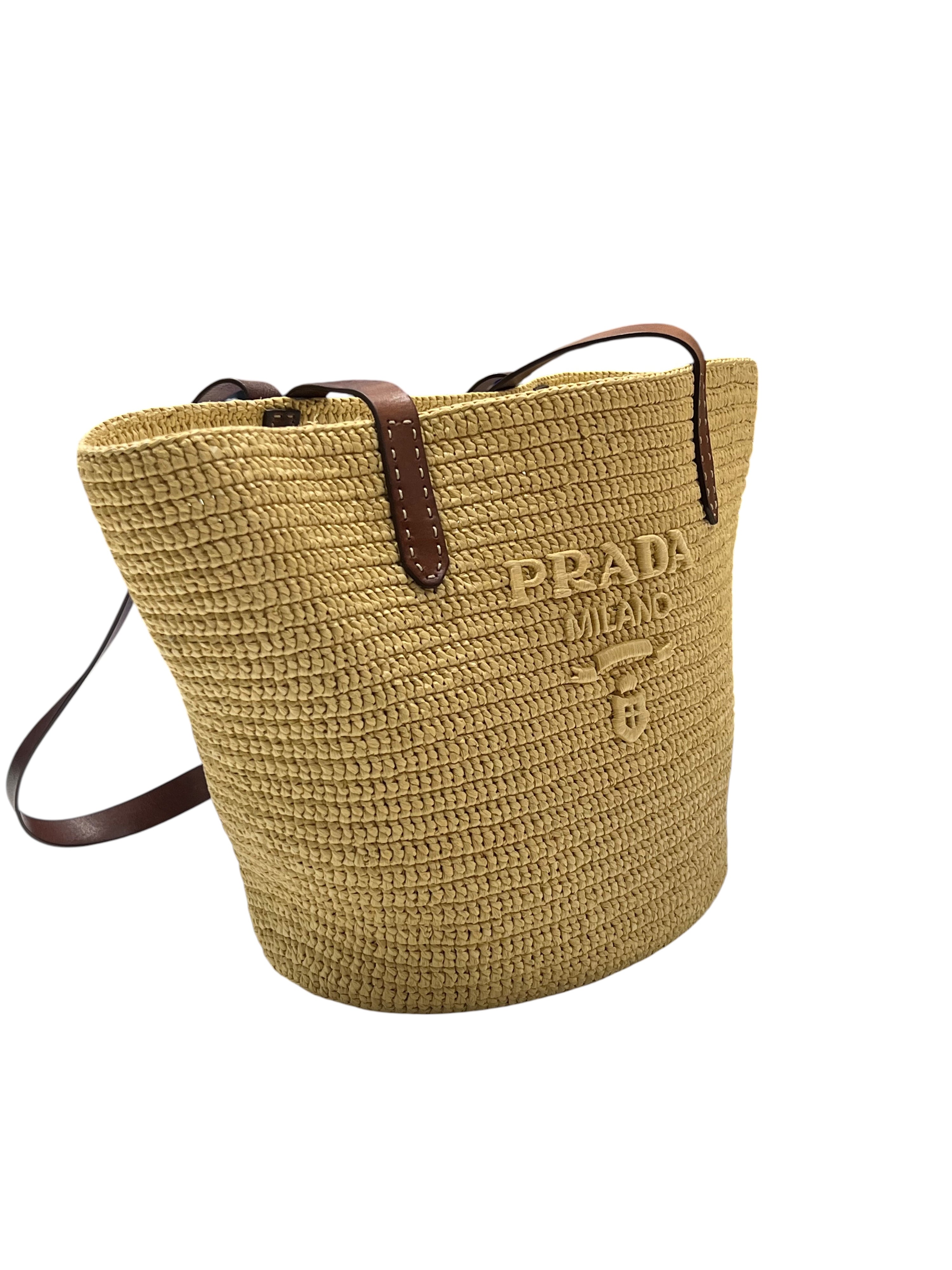 PRADA - cestino medio in rafia