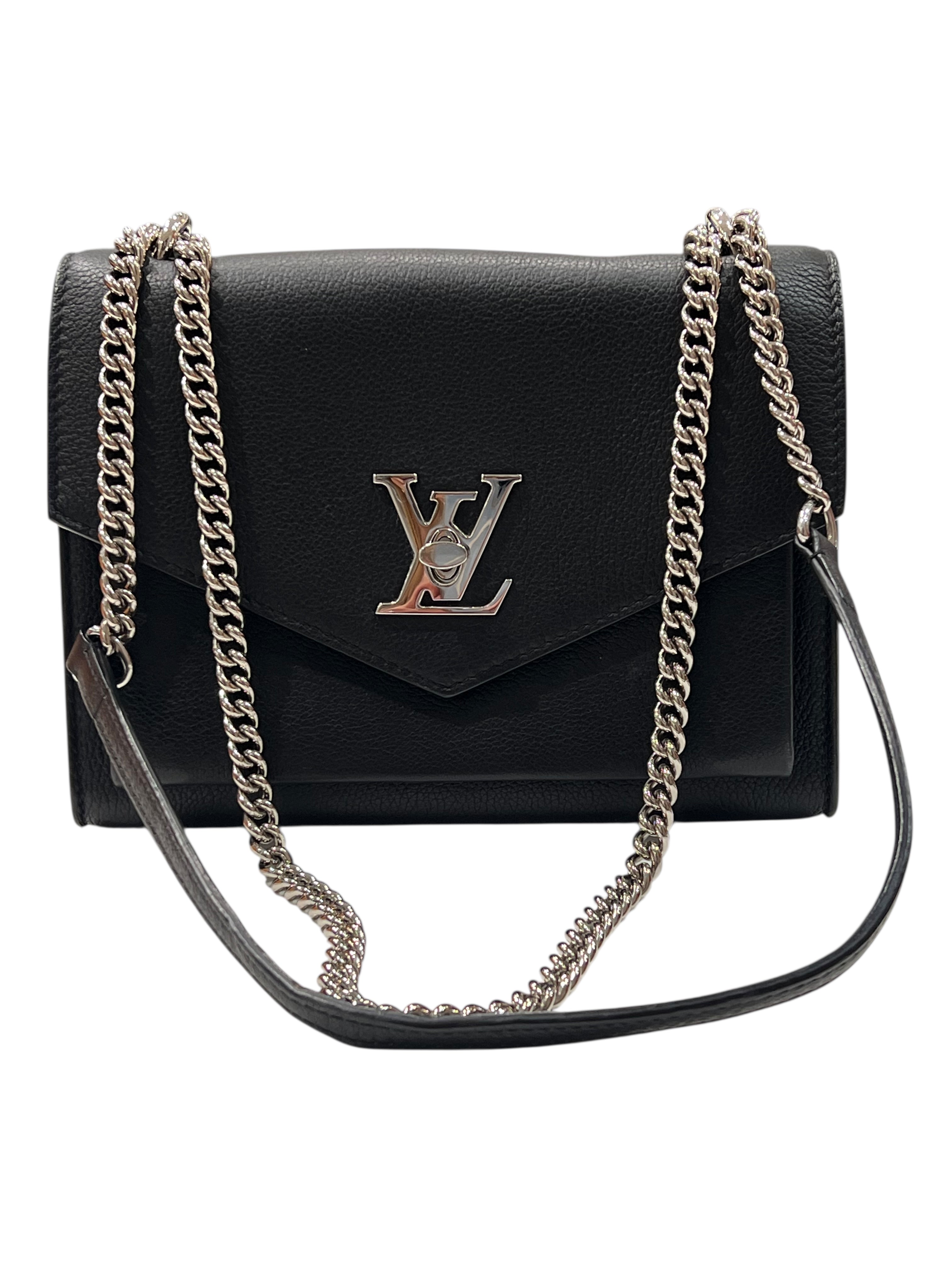 Louis Vuitton - Sac Lock Me en cuir noir et finition argenté