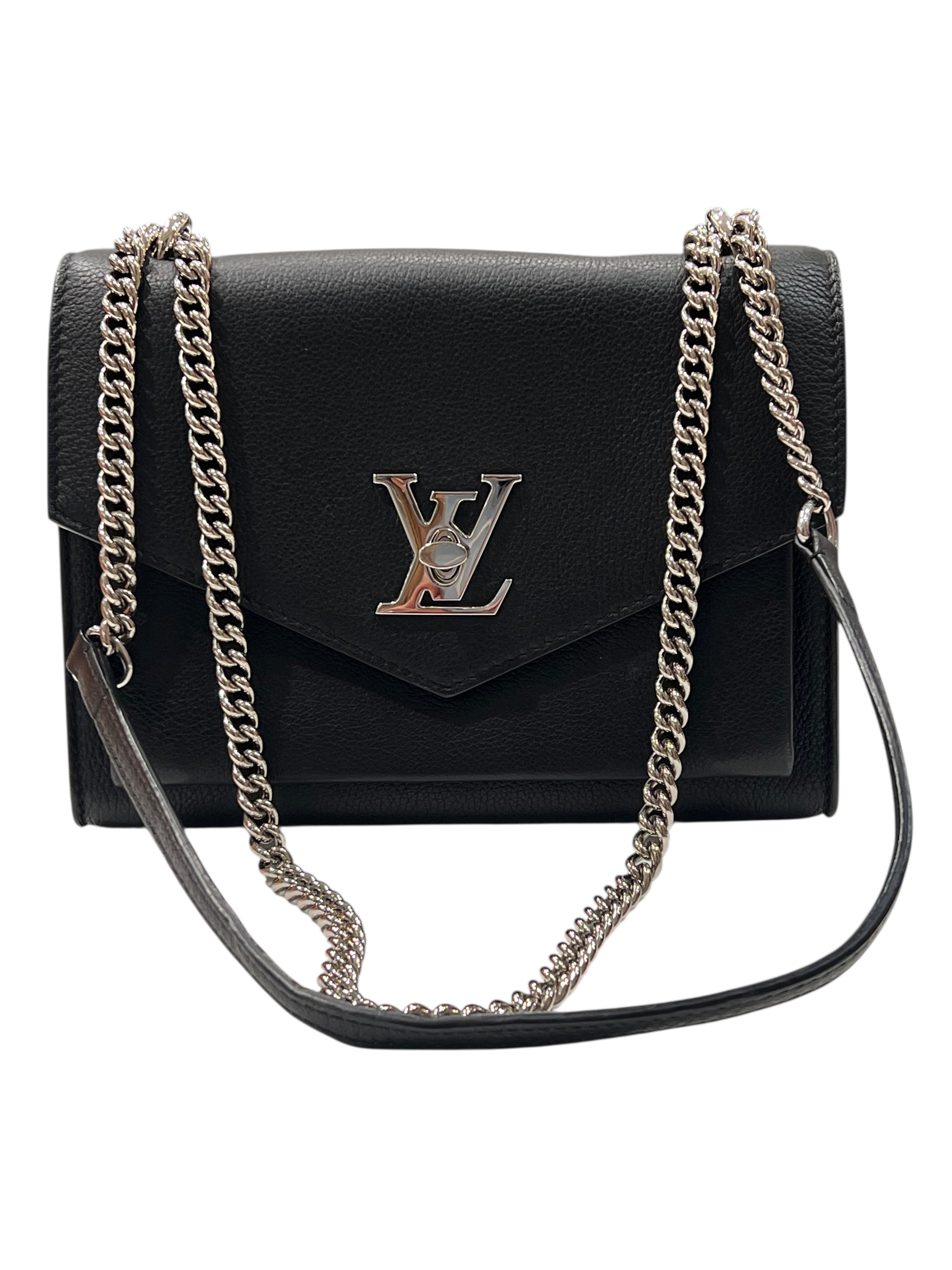 Louis Vuitton - Sac Lock Me en cuir noir et finition argenté