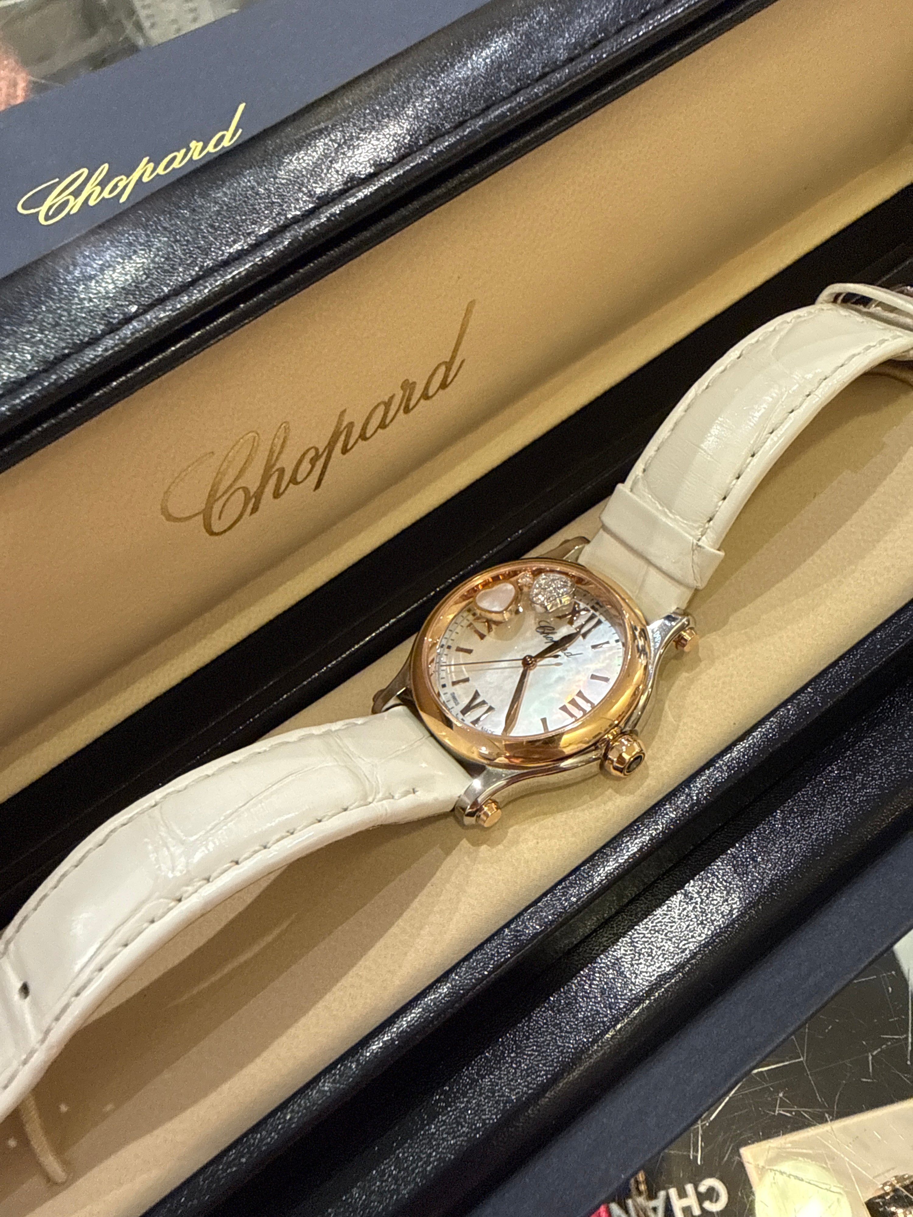 Chopard - Montre Happy Sport 30mm or rose et acier et diamants