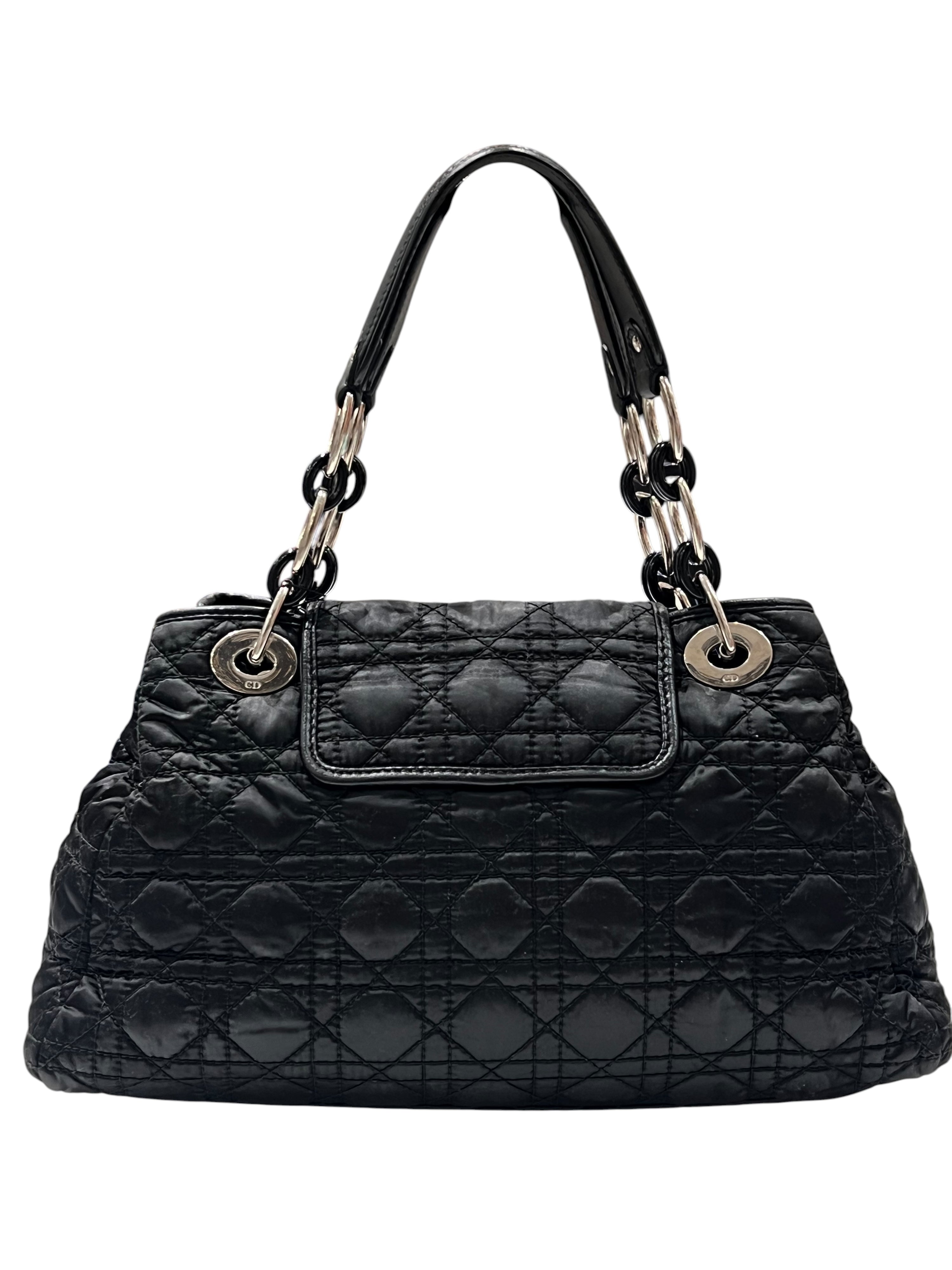 Dior – Vintage-Shopper aus Baumwolle und Cannage-Leder