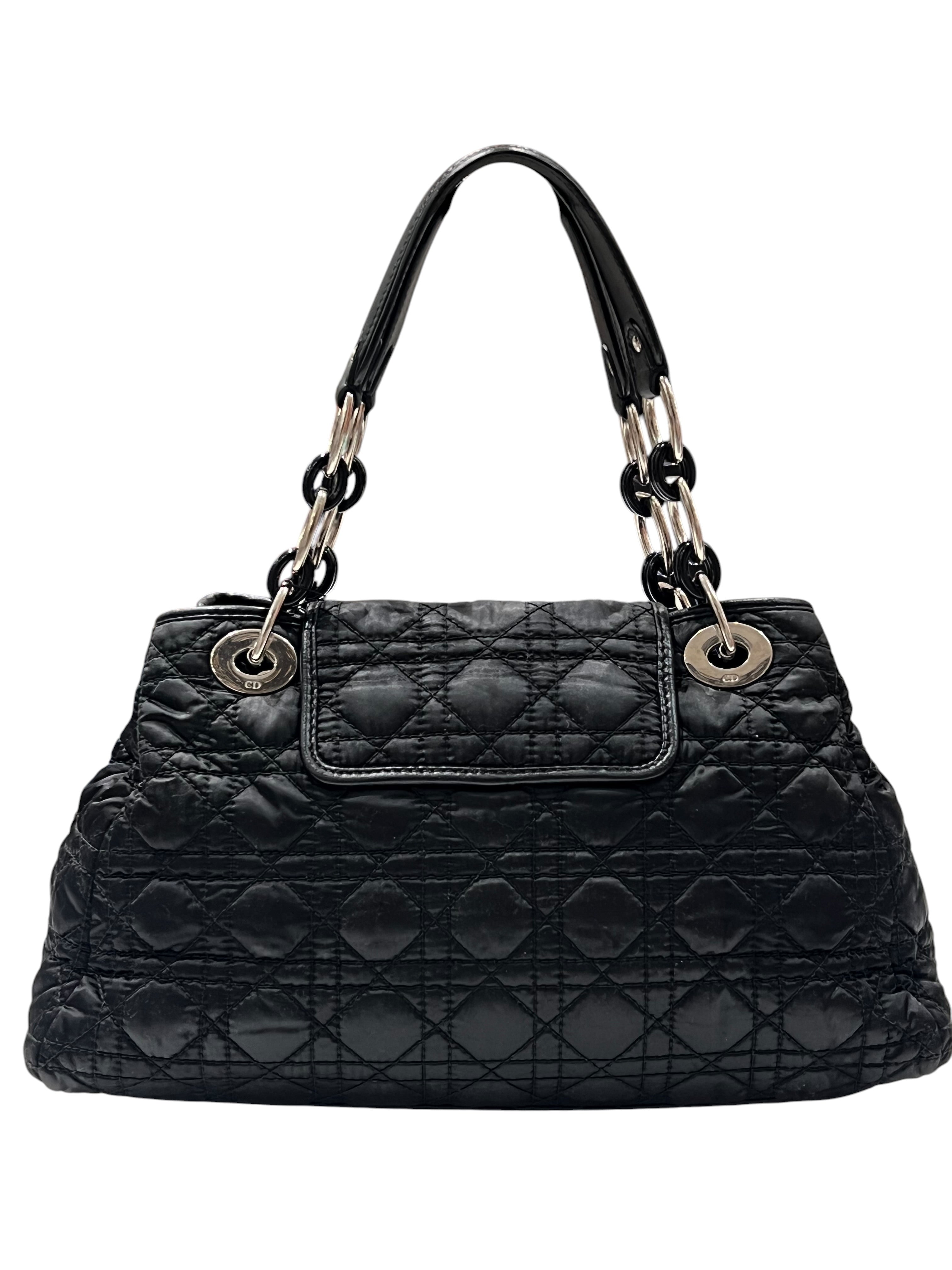 Dior - sac cabas vintage coton et cuir cannage