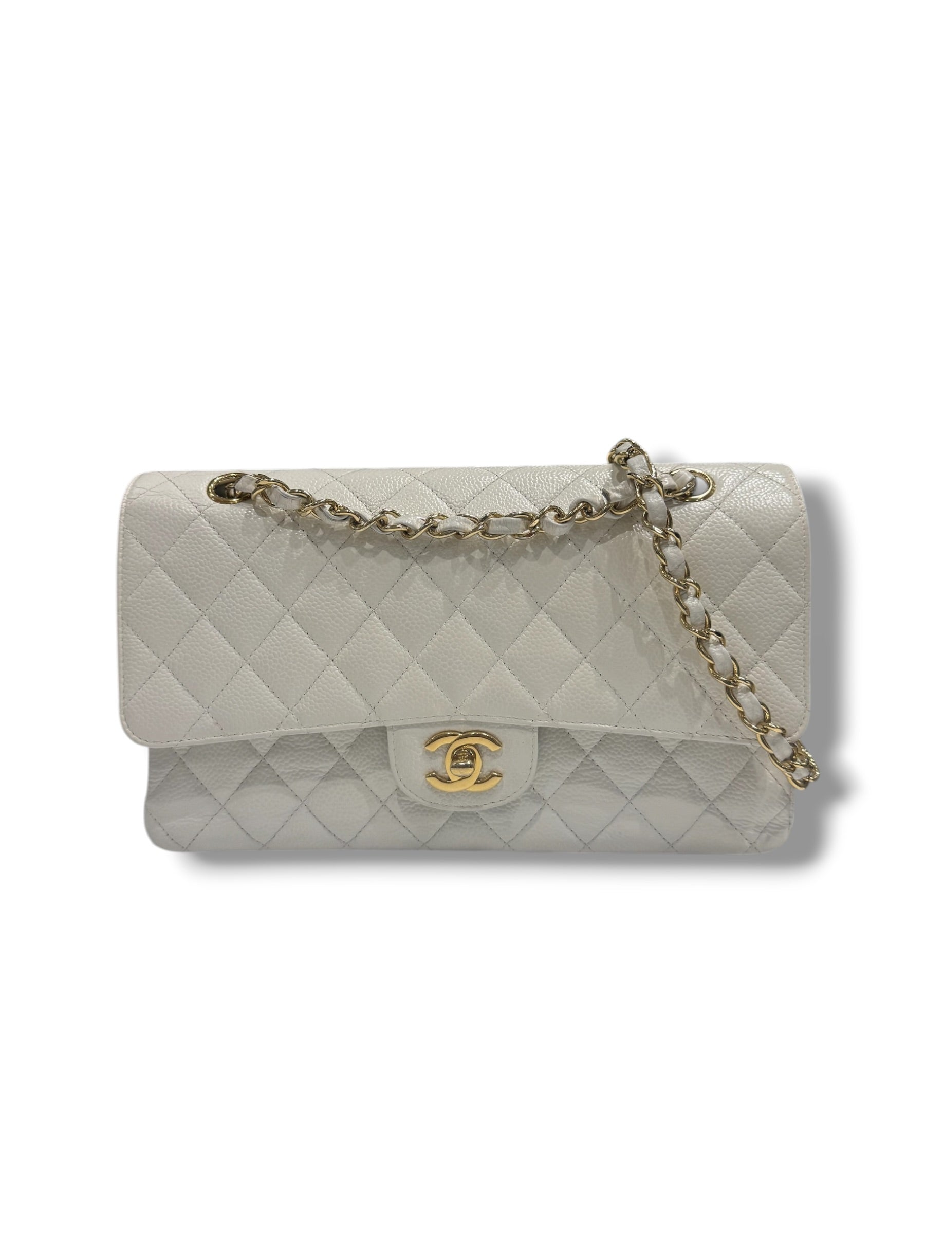 Chanel Sac Timeless 25 Cuir Caviar Blanc | Les Folies d’Eugénie
