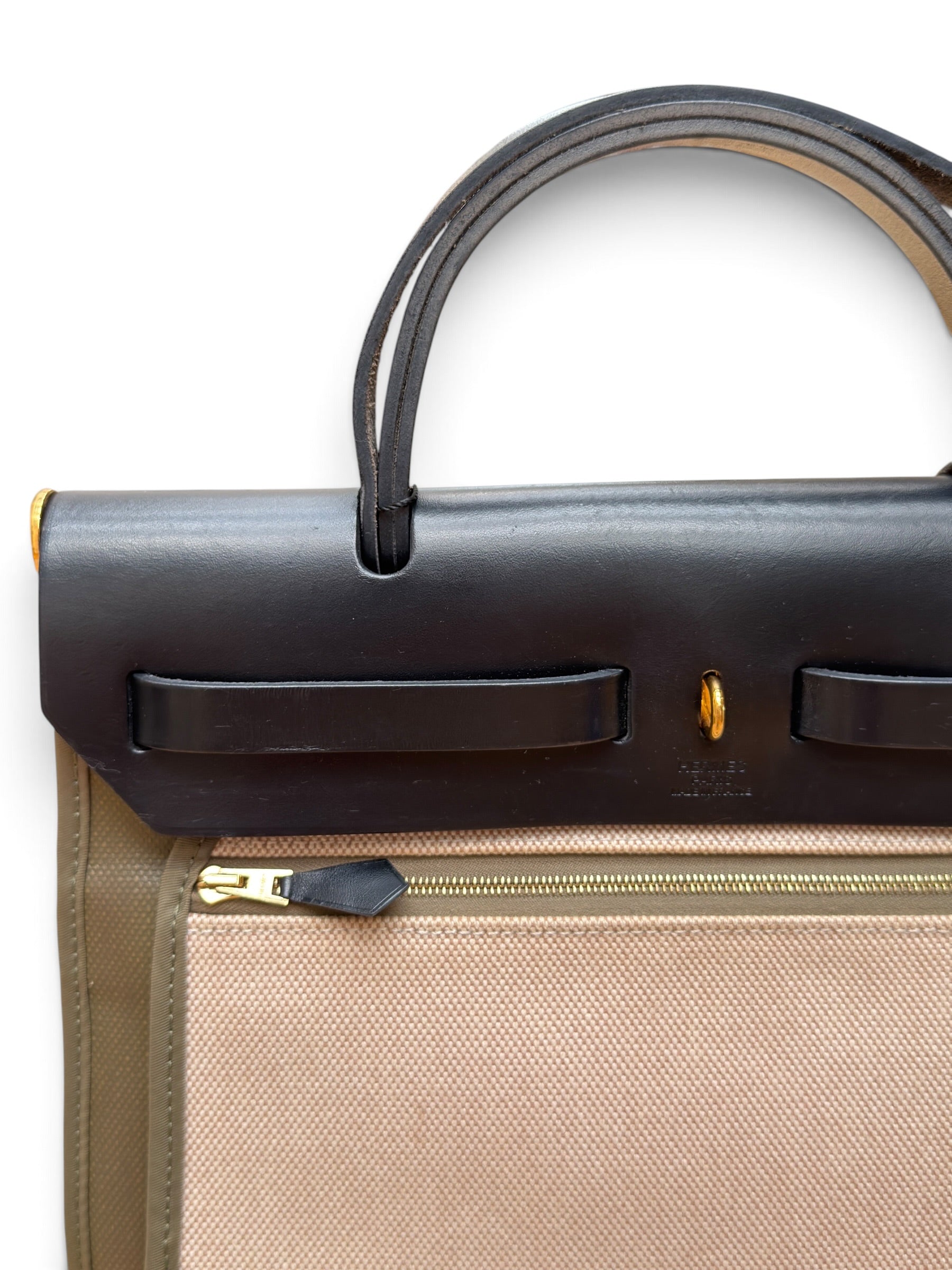 Hermès - Sac Herbag 31 Kaki et Noir