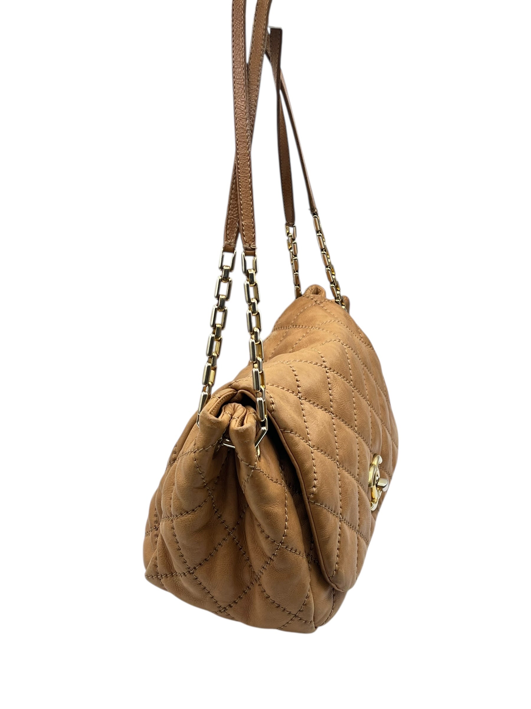 Chanel - sac accordéon cuir naturel