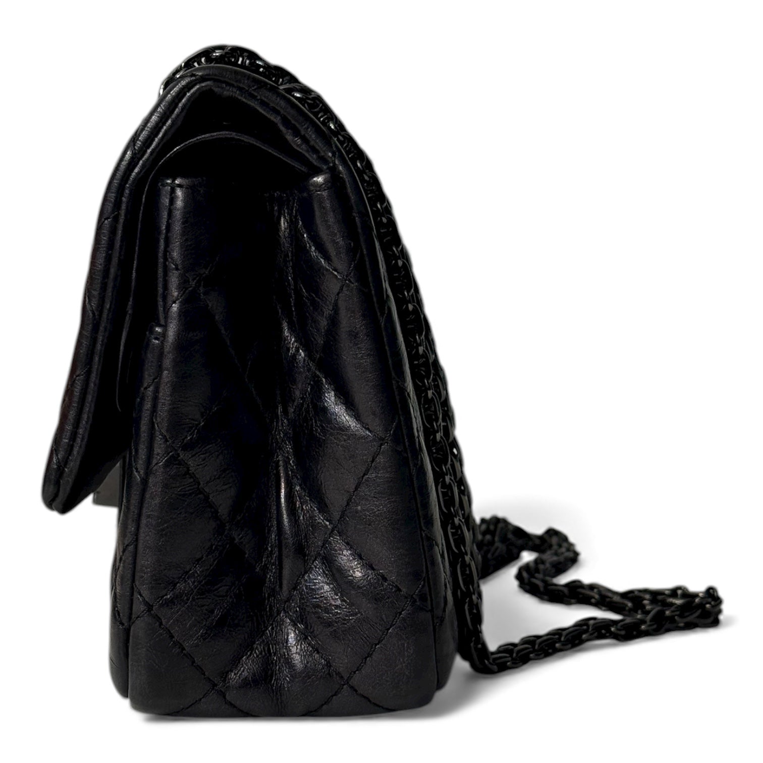 Chanel - Tasche 2.55 ganz schwarz 25 cm