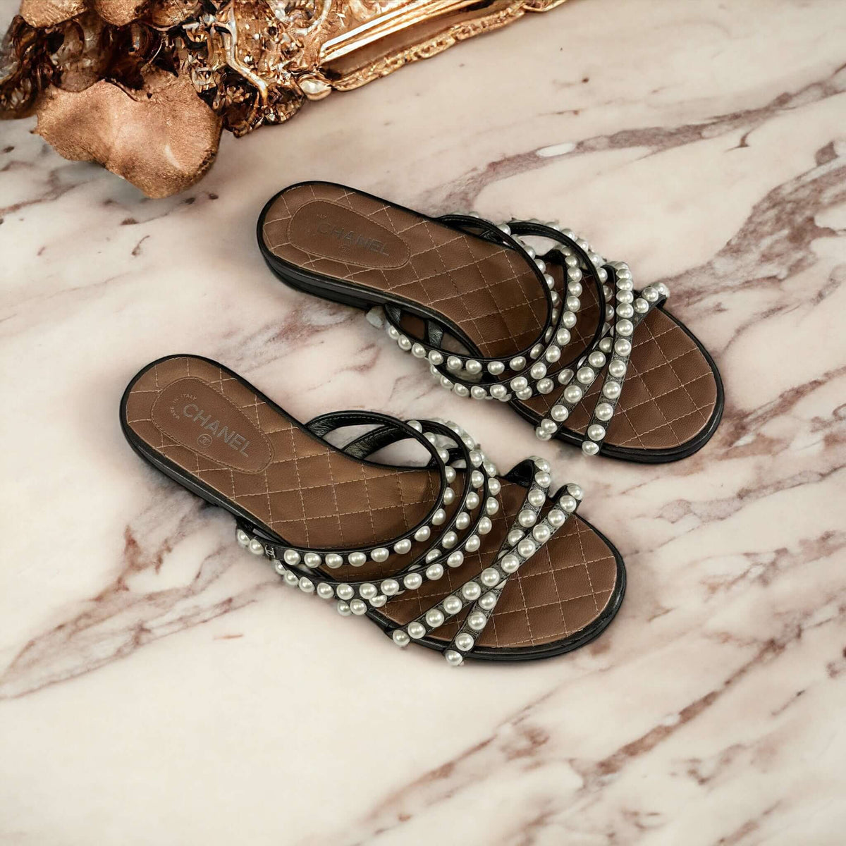 Chanel - Sandal with pearlescent beads