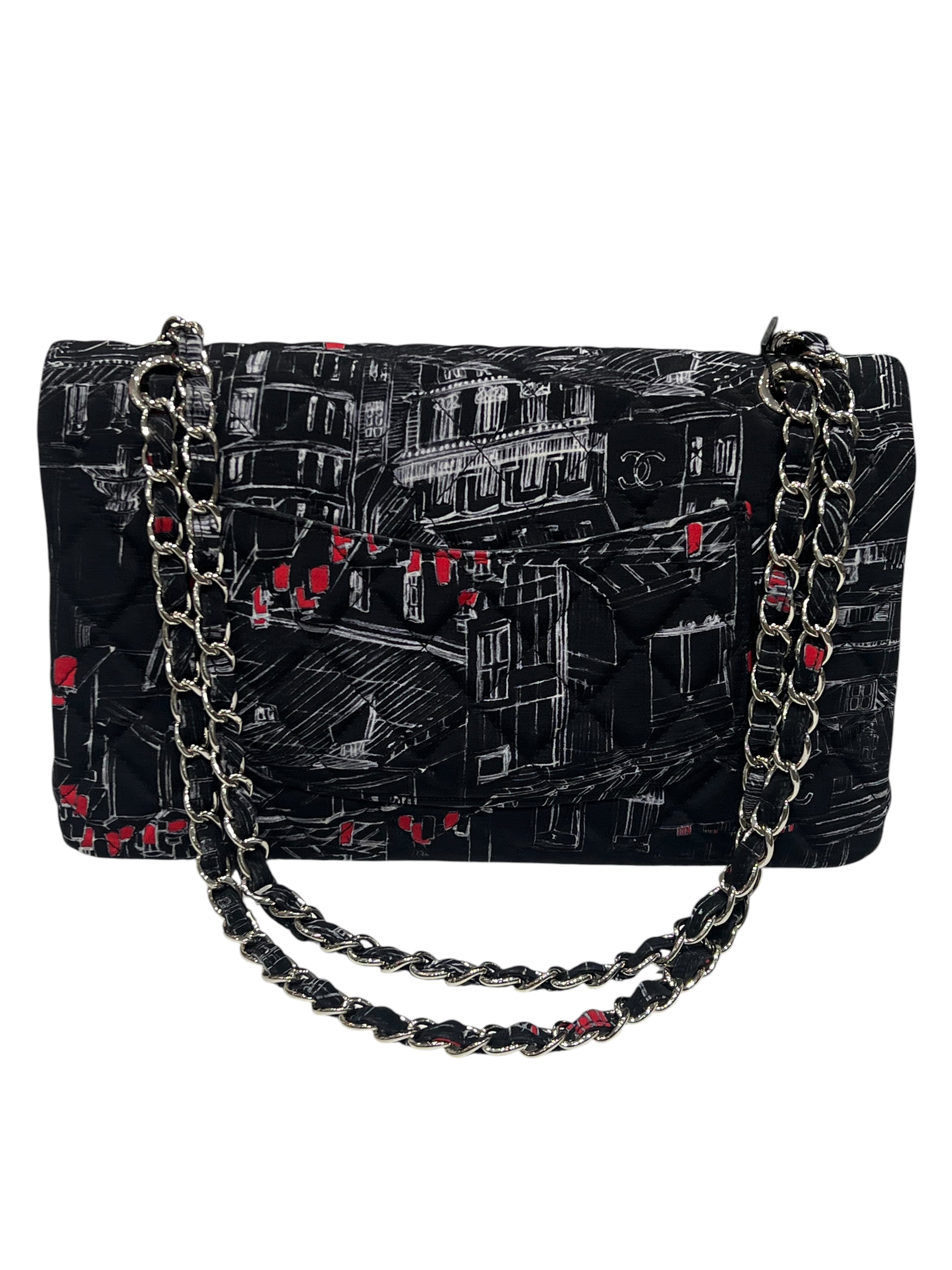 Chanel - borsa Timeless classica media Parisian Rooftop in cotone