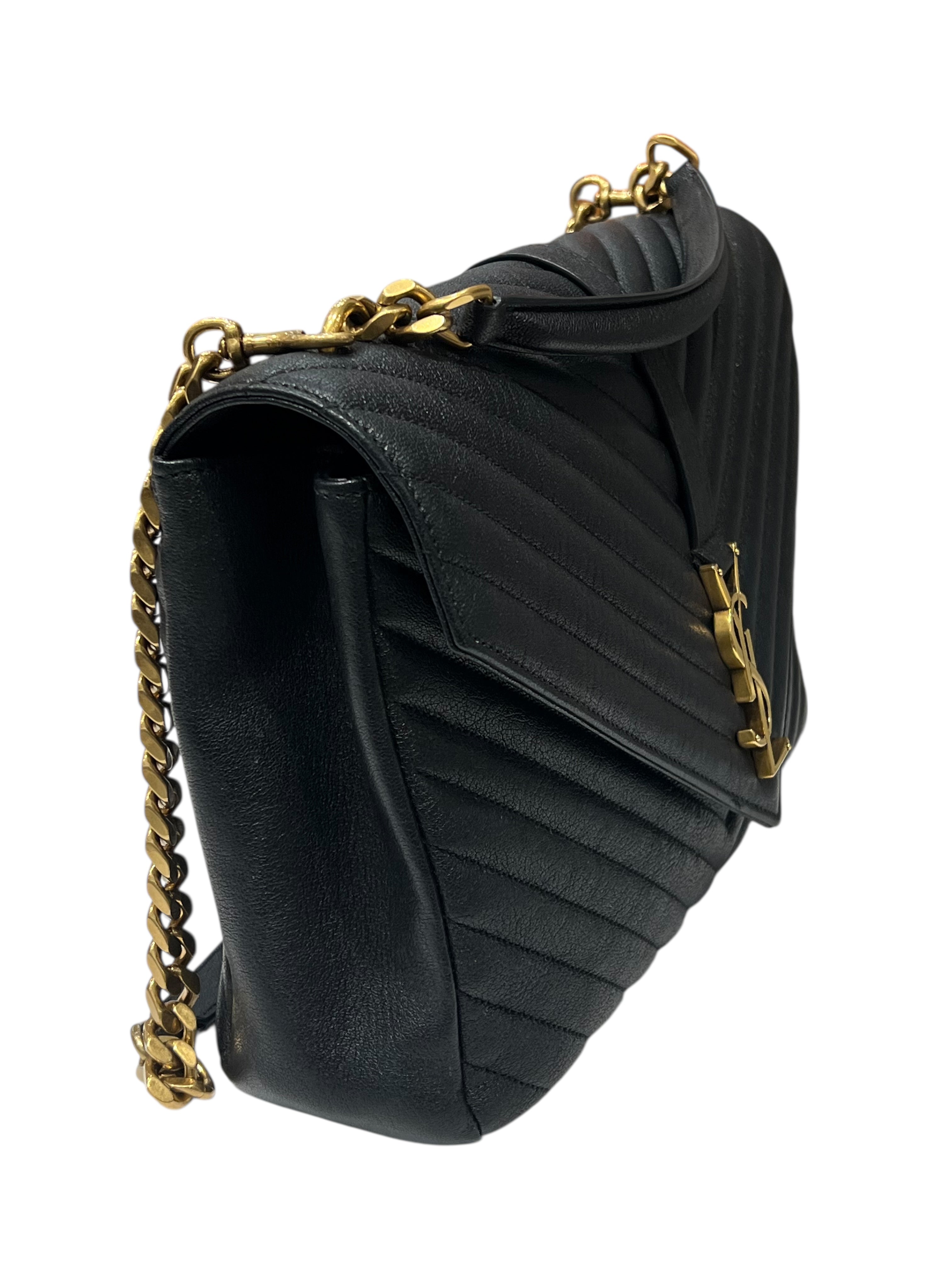 Saint Laurent - sac collège cuir noir GM