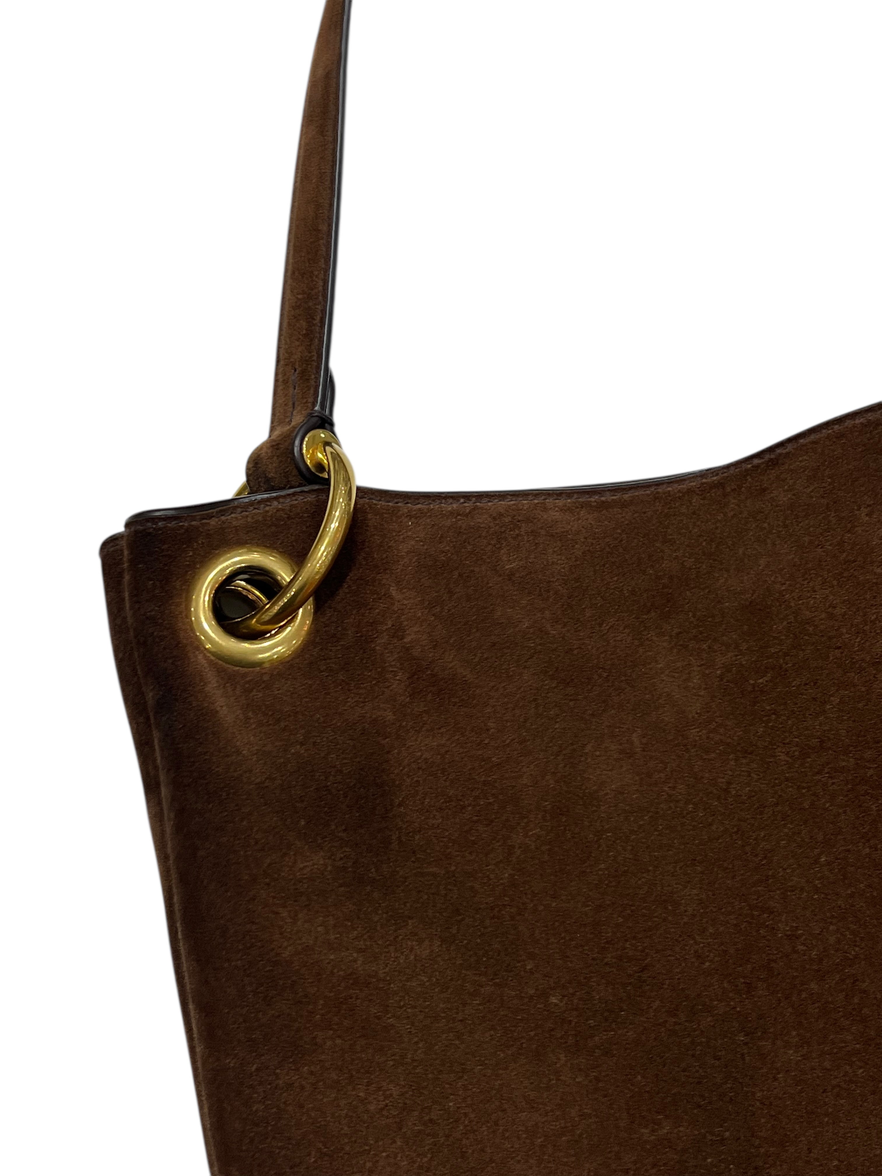 PRADA - sac Étude en daim chocolat