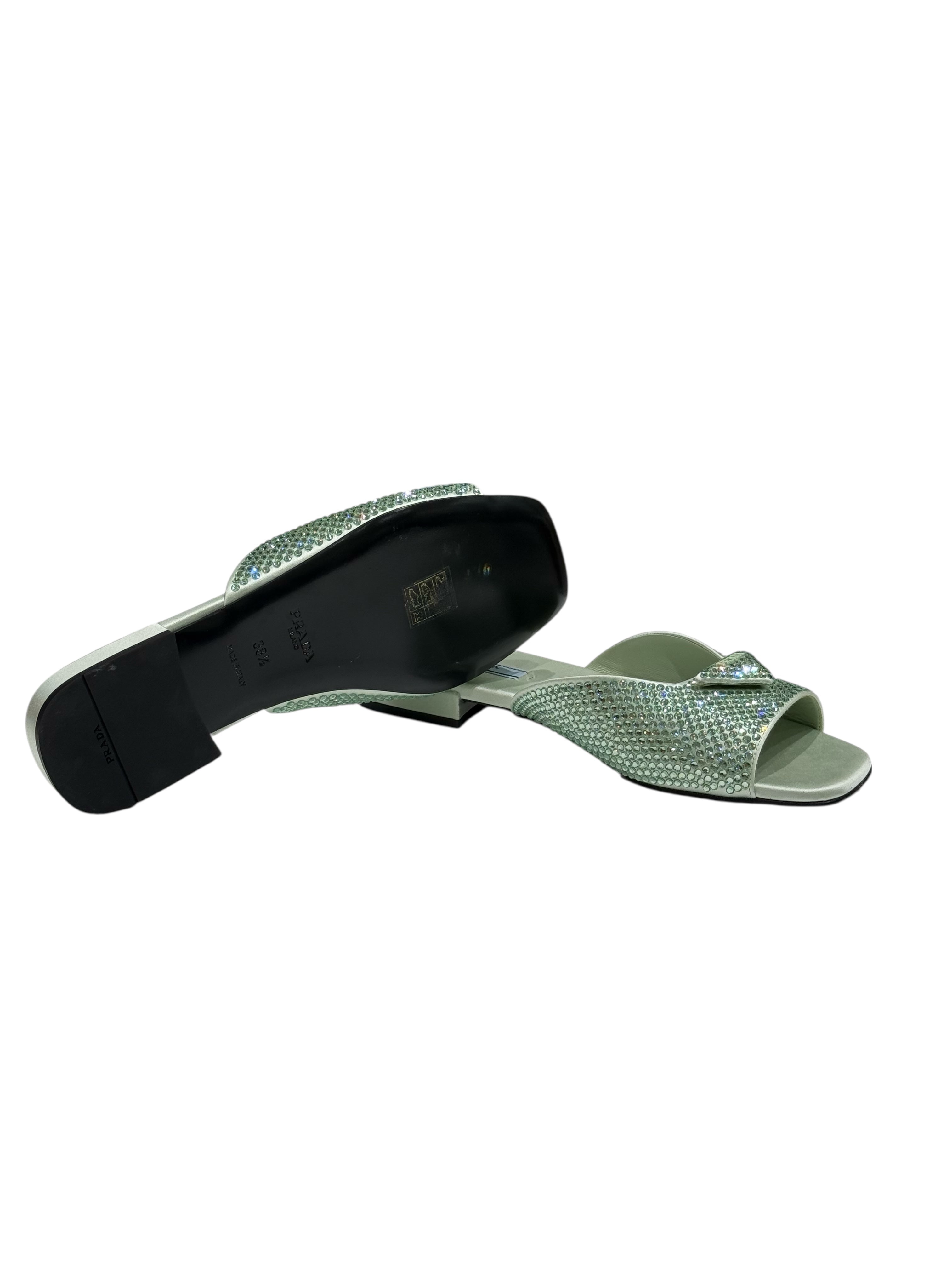 Prada - Sandales cristal vert d’eau T38,5