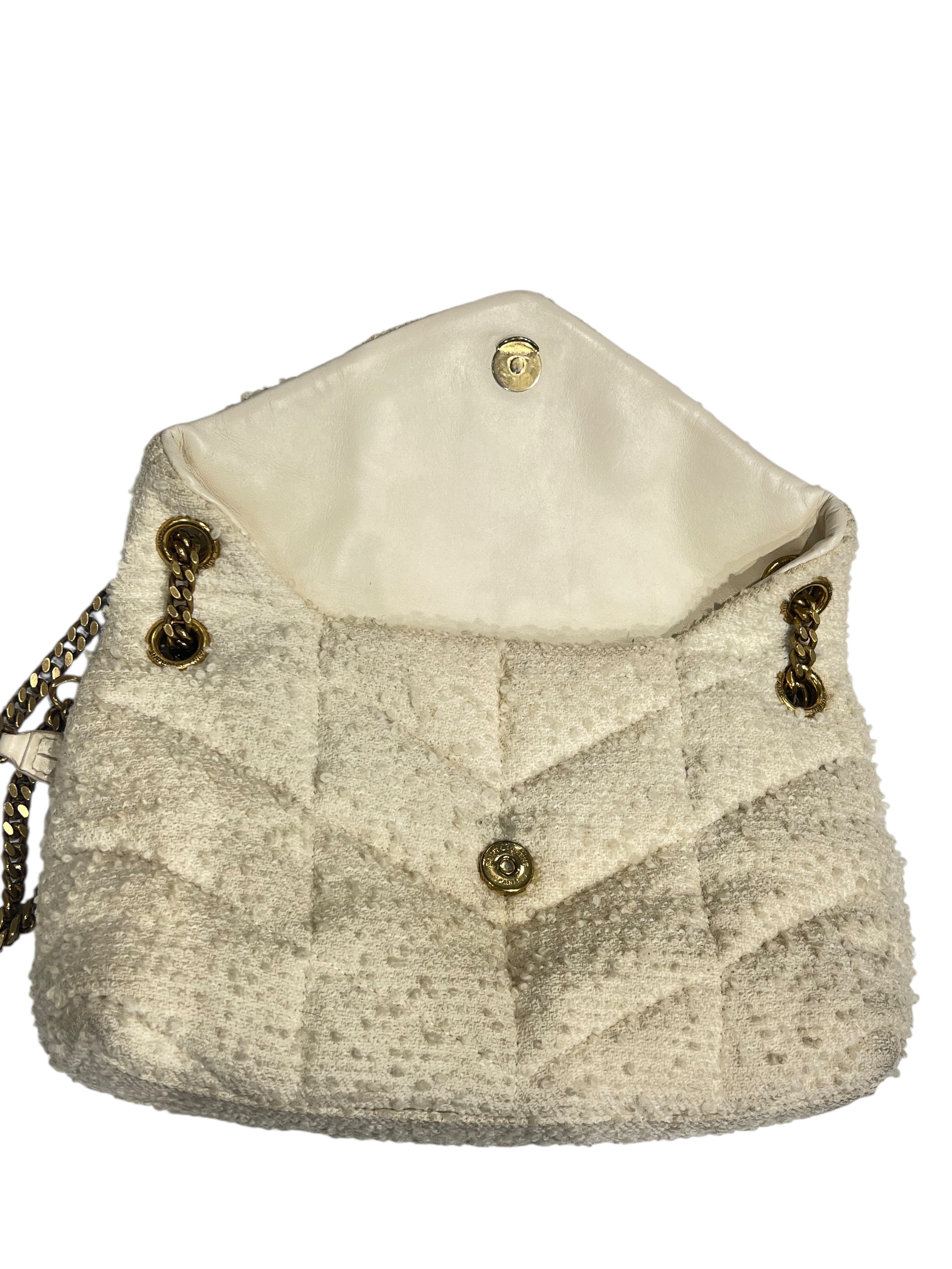 Saint Laurent - Puffer Medium en tweed écru