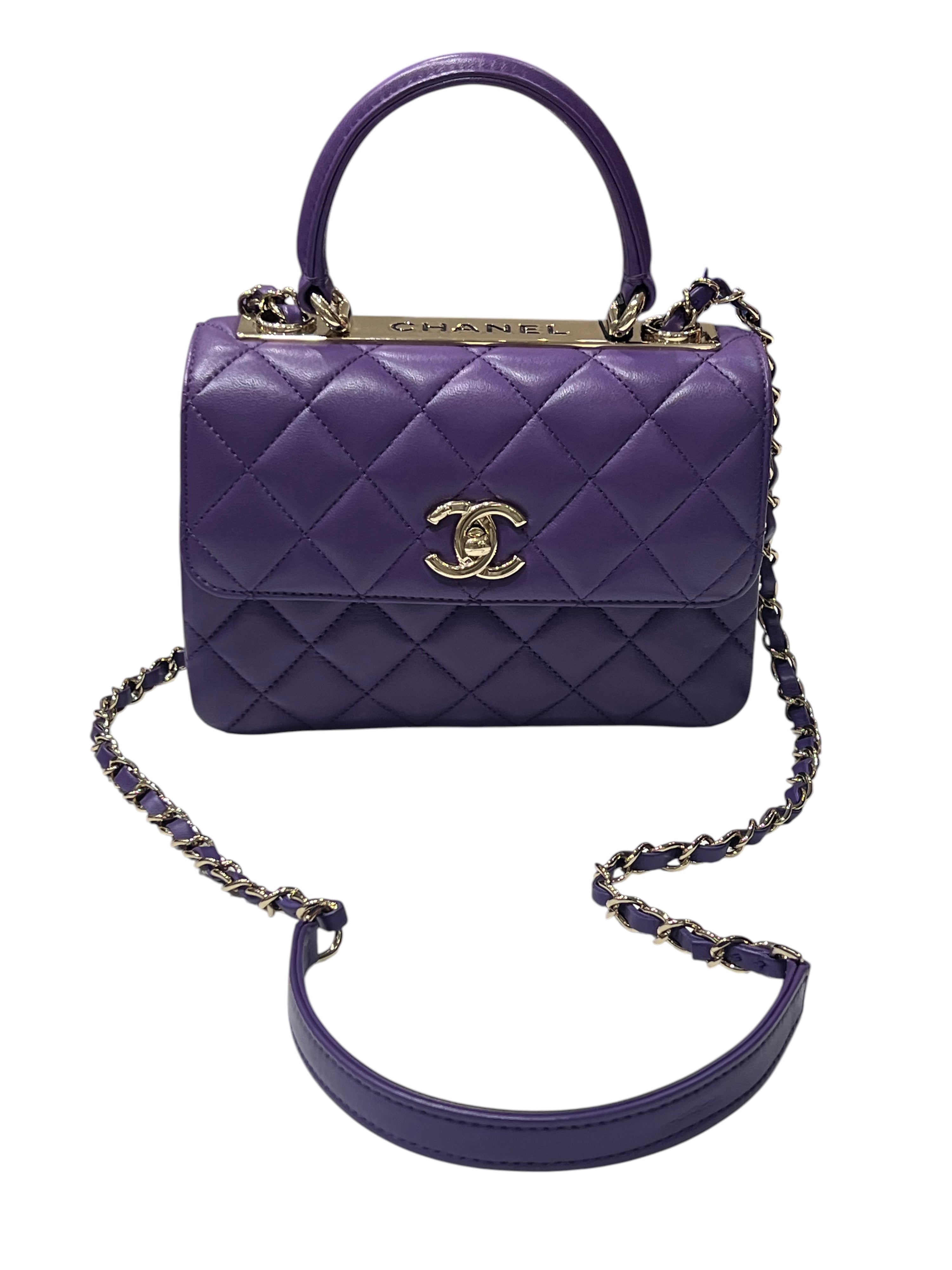 Chanel – Mini-Trendy-Tasche aus violettem Leder