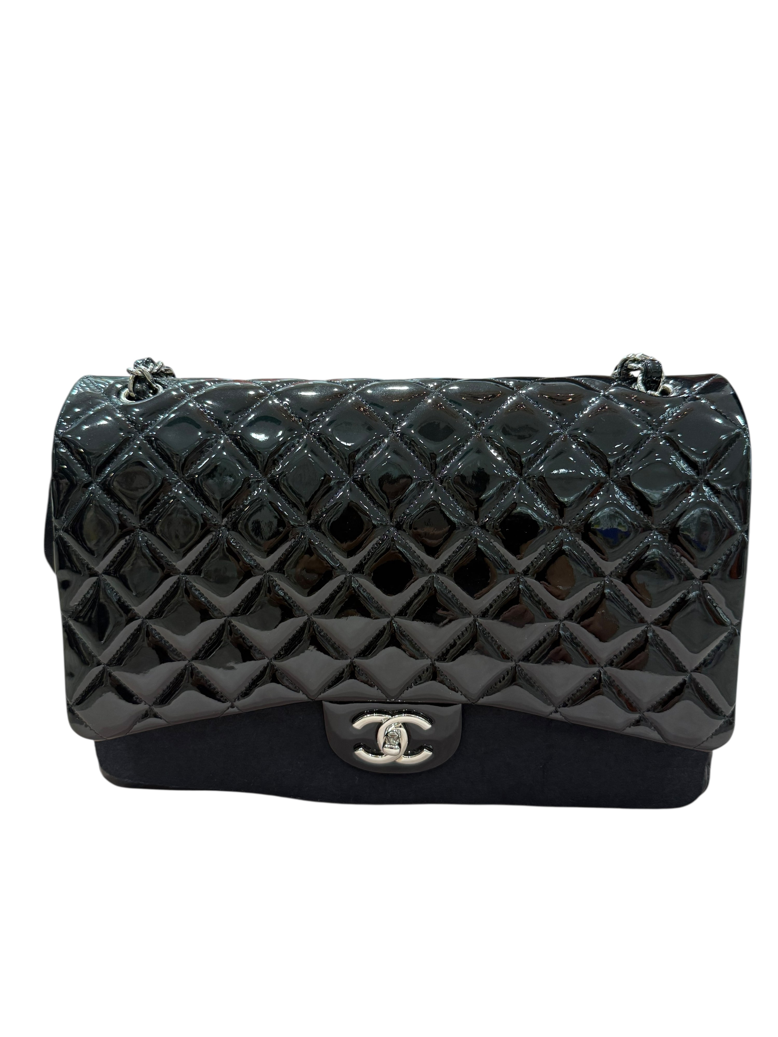 Chanel - Klassische Tasche 11:12 Maxi Jumbo aus lackiertem Leder