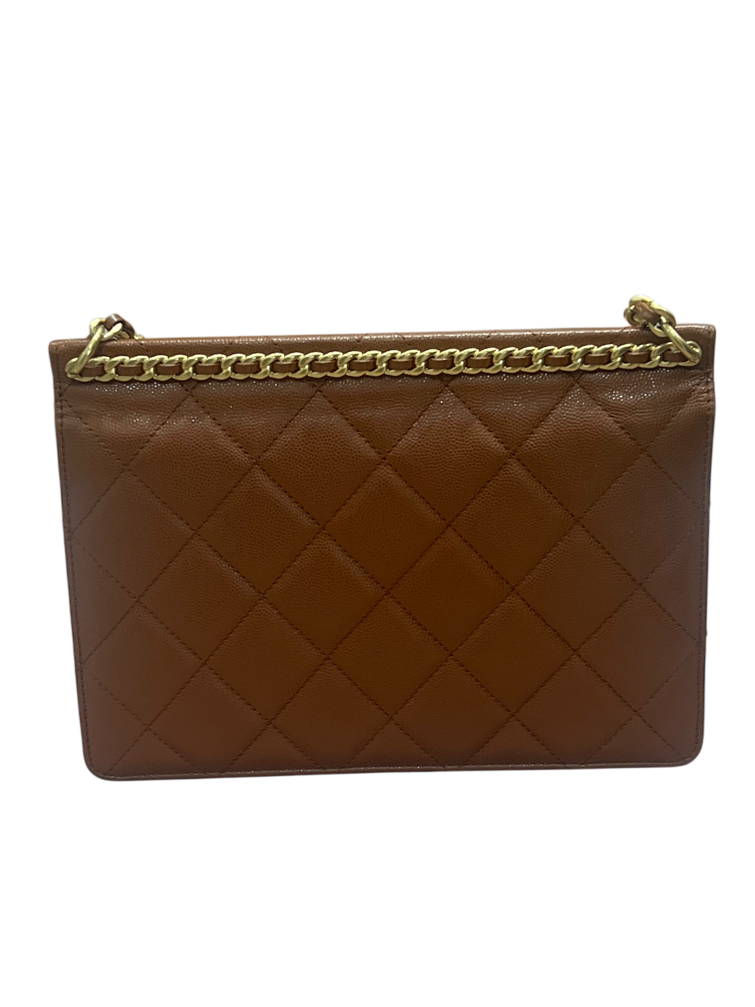 Chanel - sac à rabat cuir caviar caramel