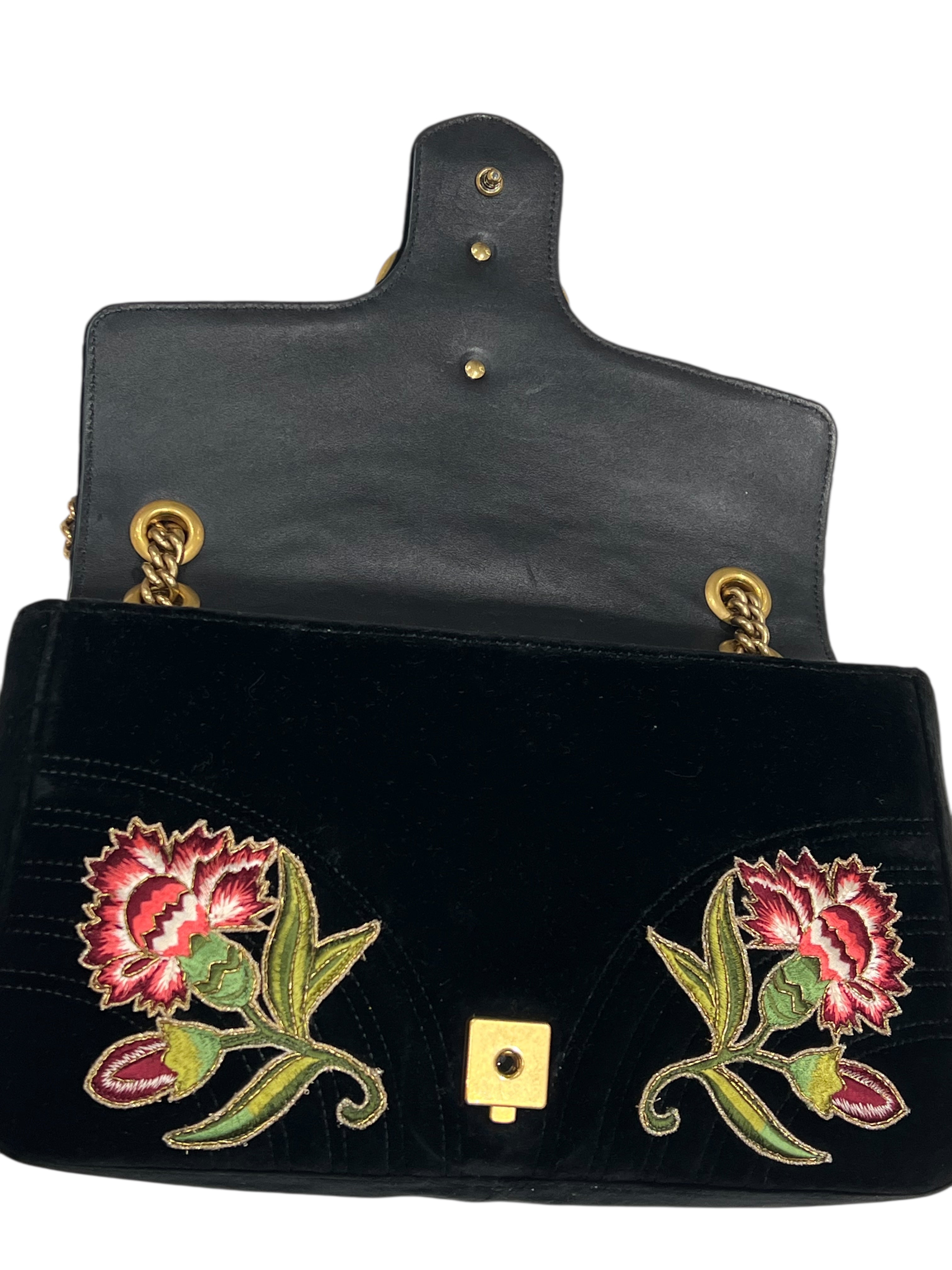 Gucci - sac marmont GM velours noir et broderies