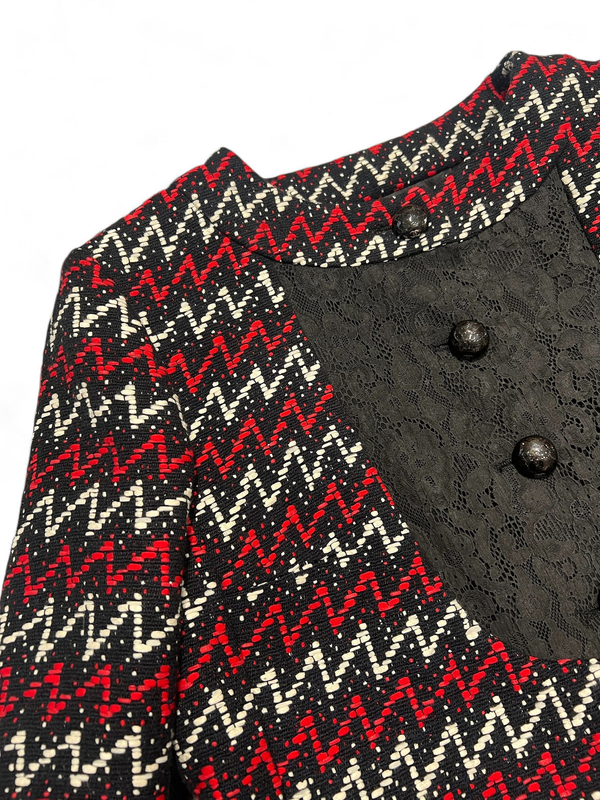 Chanel - Veste Tweed rouge et noir T40