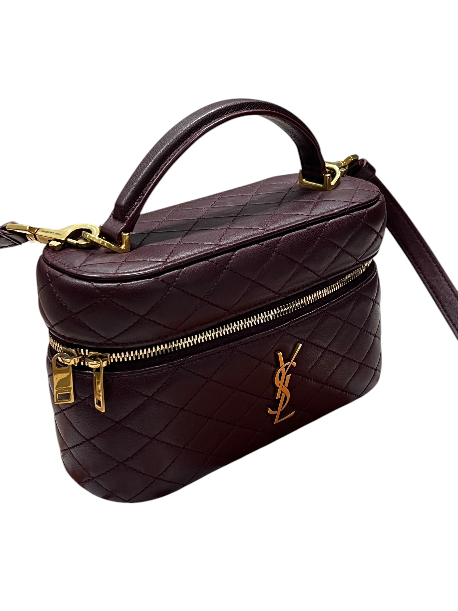 Saint Laurent - Borsa vanity Gaby in pelle bordeaux