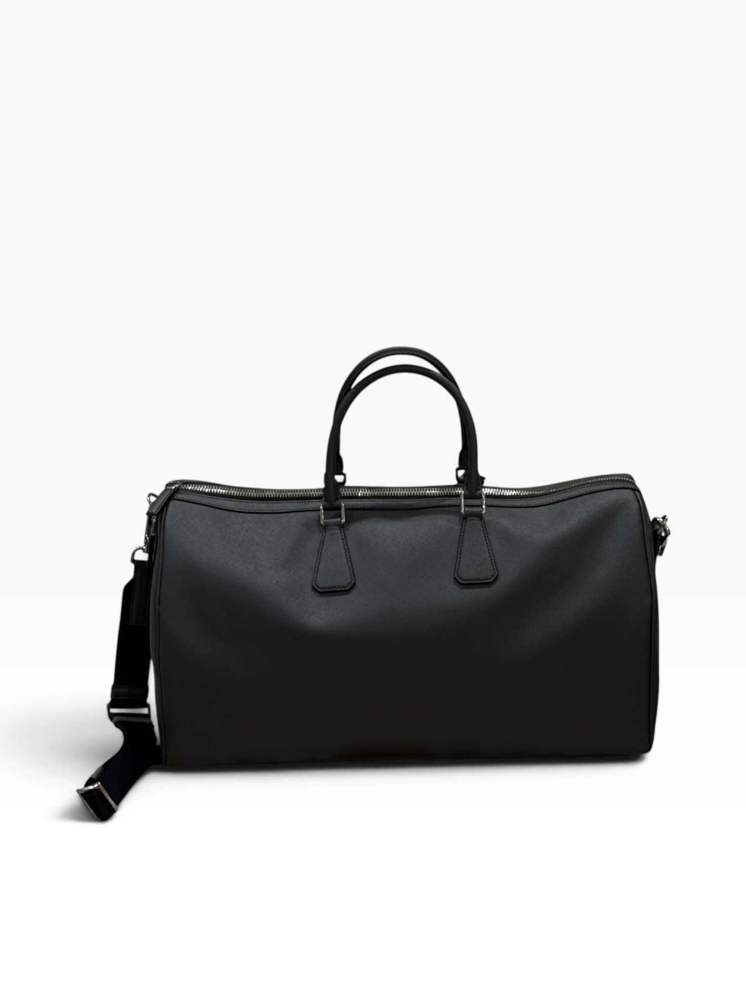 Prada - Sac de voyage 50 Gris marbre en cuir saffiano