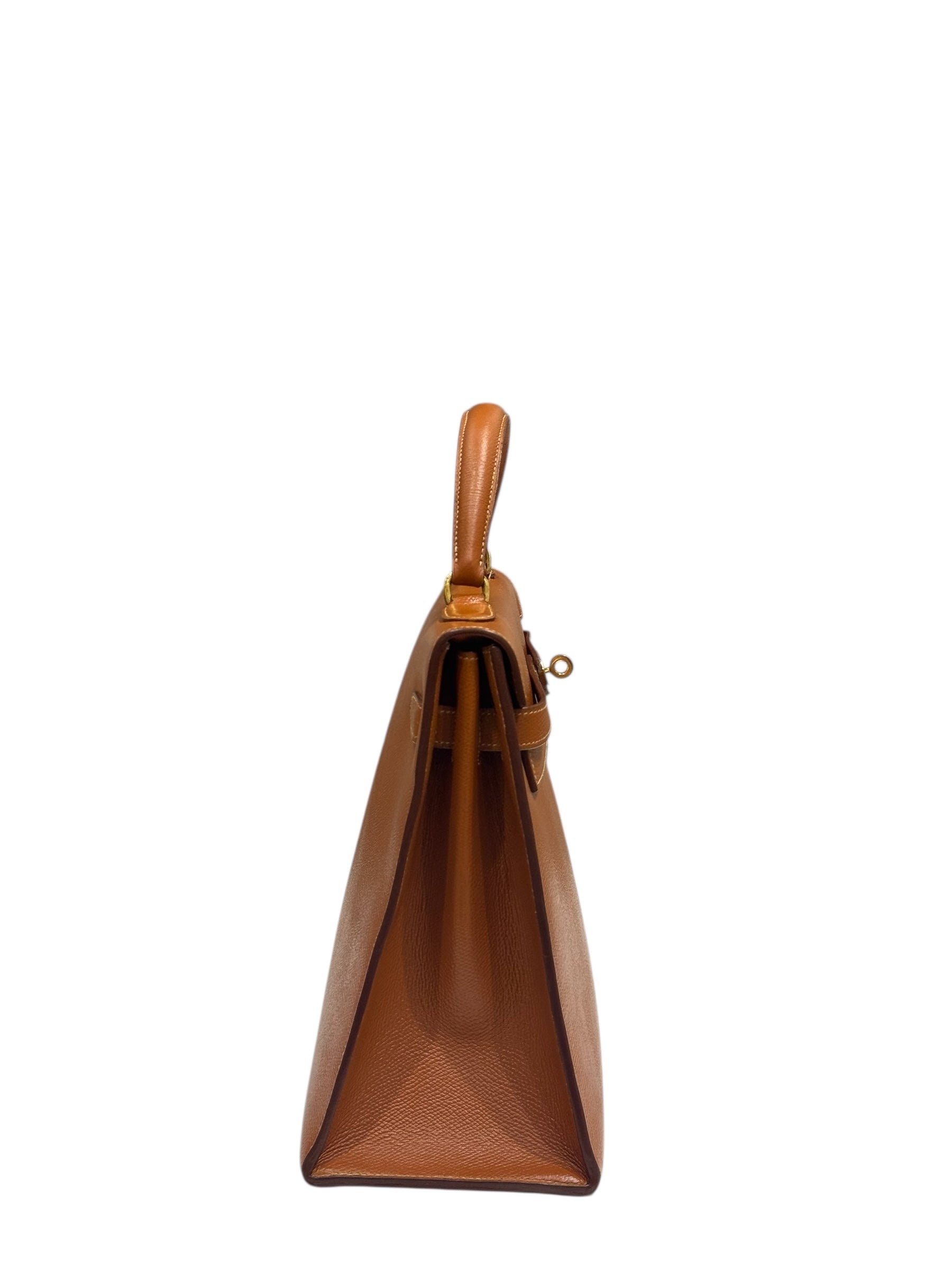 Hermès - Sac Kelly 32 Sellier Courchevel Gold vintage GHW