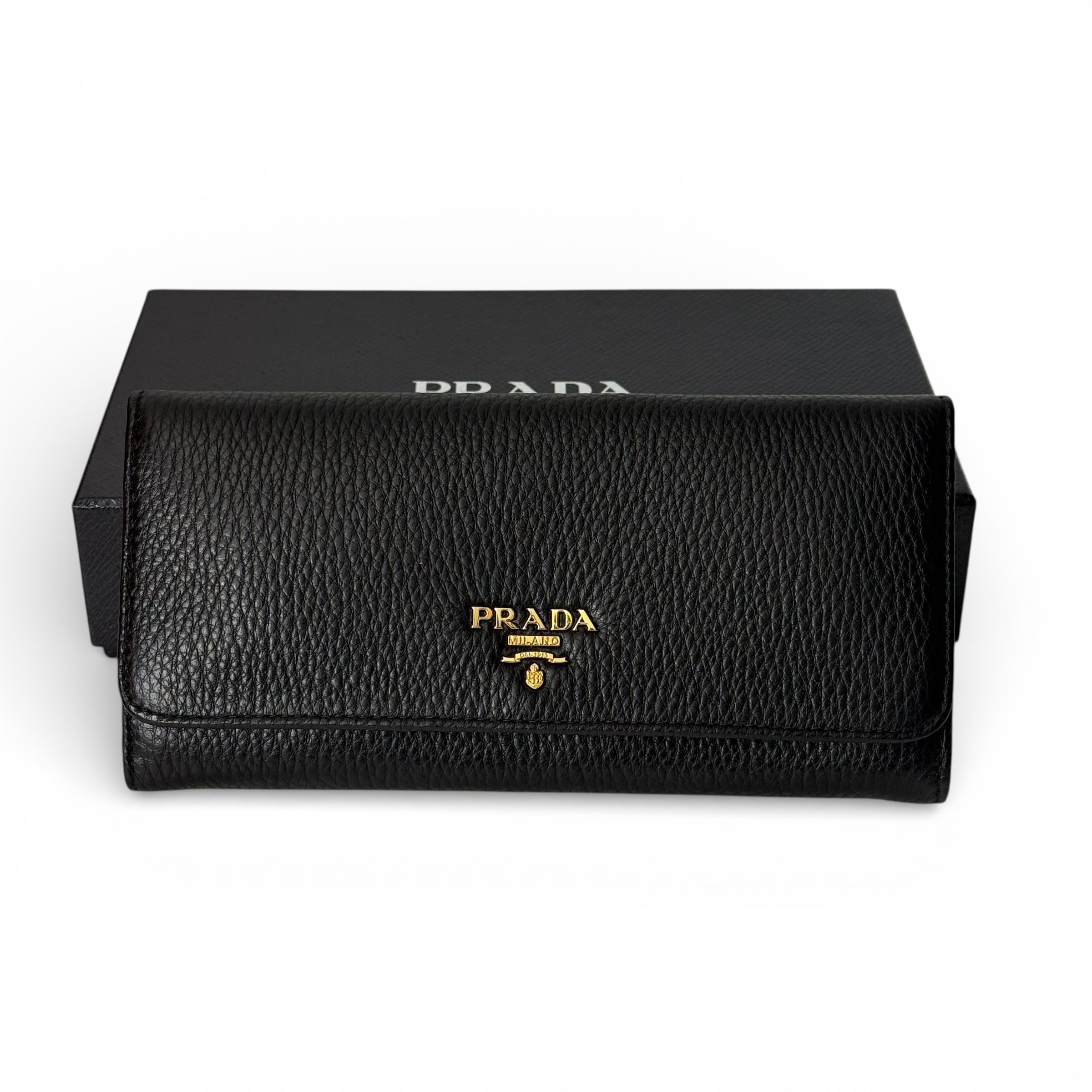 Prada - Porte-monnaie en cuir grainé noir