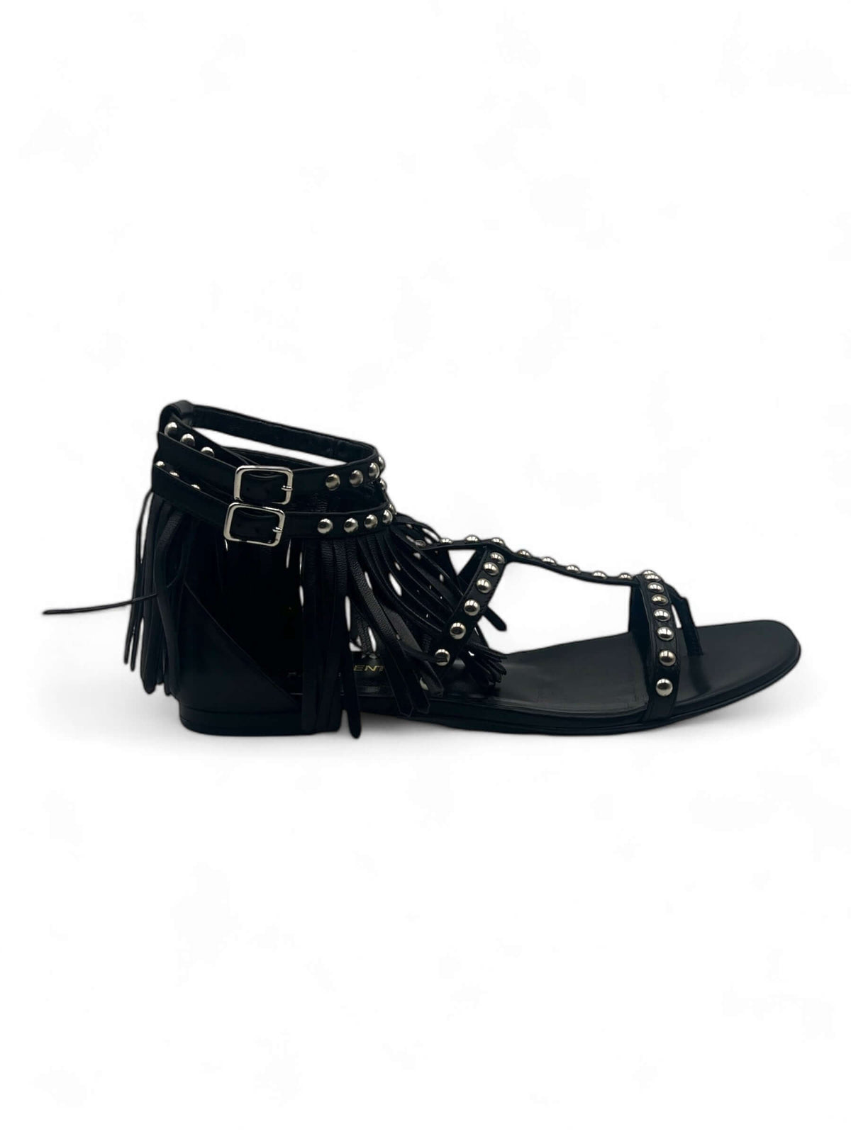 Saint Laurent - Black fringed sandals T38.5