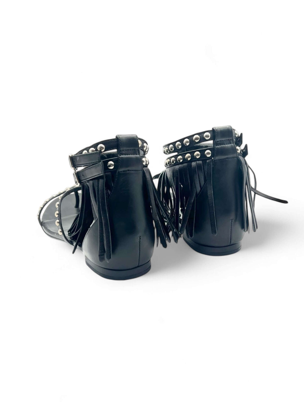 Saint Laurent - Black fringed sandals T38.5