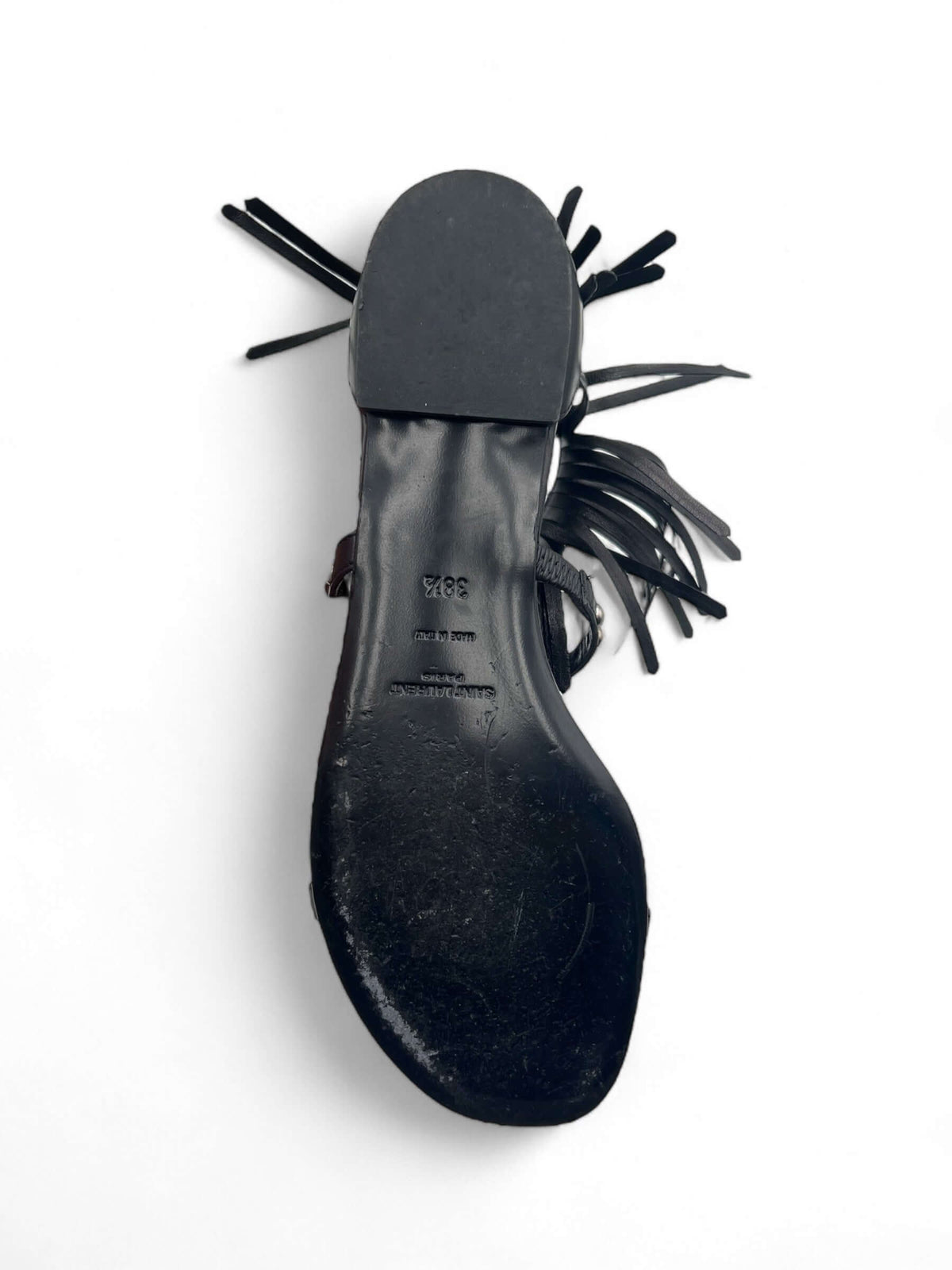 Saint Laurent - Black fringed sandals T38.5