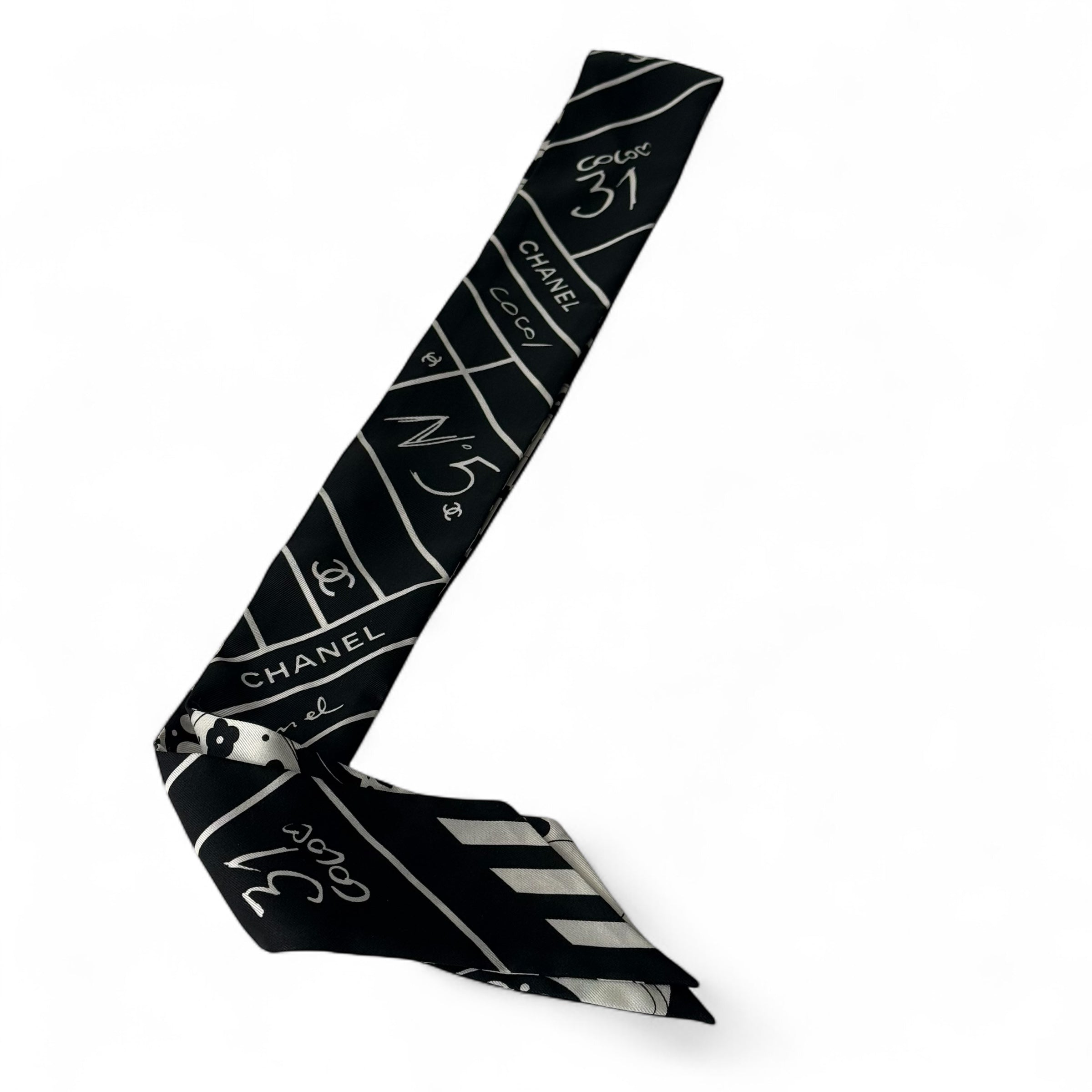 Chanel - Bandeau en soie noir et blanc
