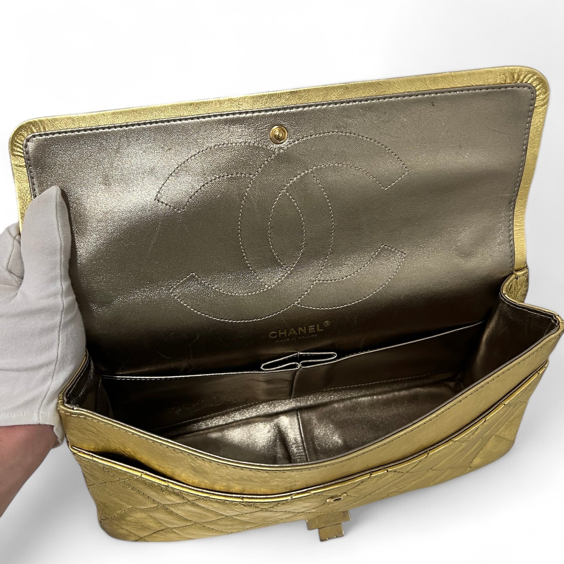 샤넬 - 2.55 메탈릭 골드 더블 라바트