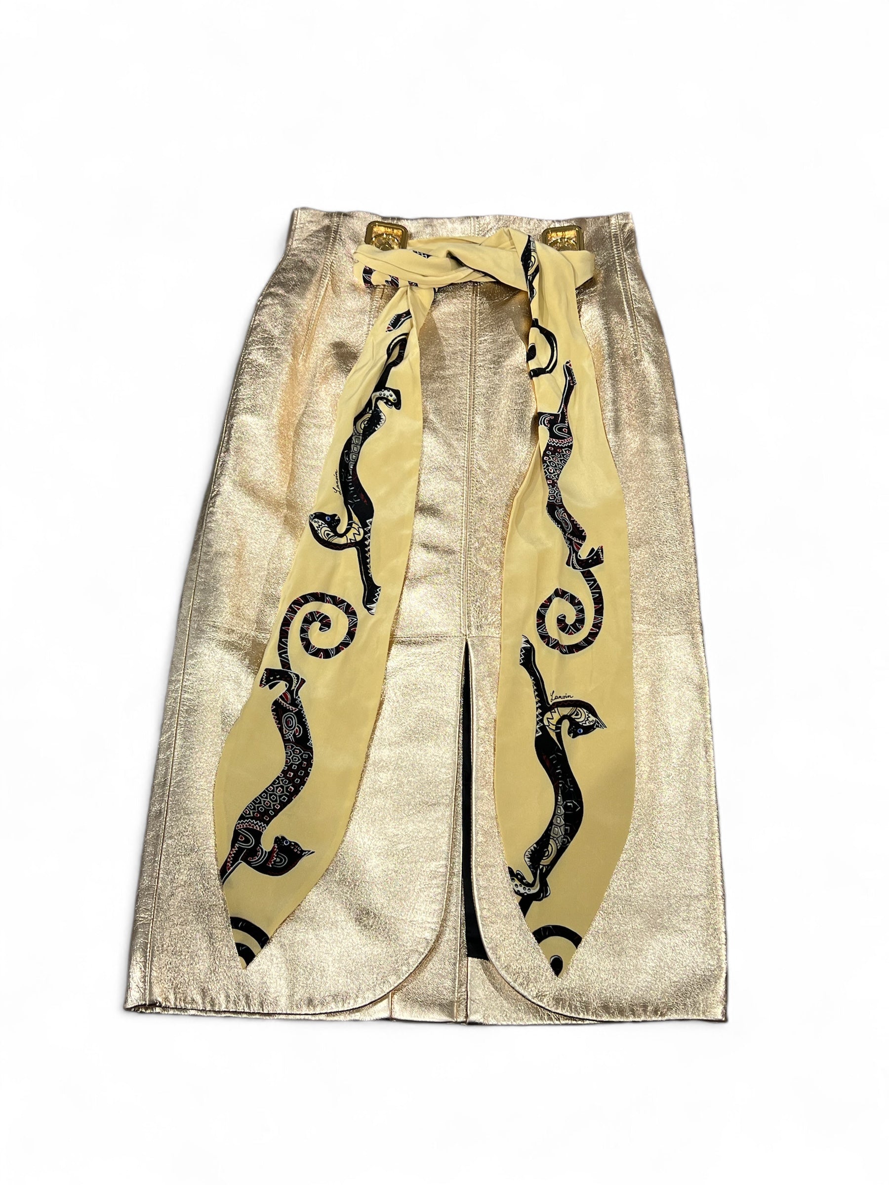 Lanvin - Jupe en cuir dorée TS