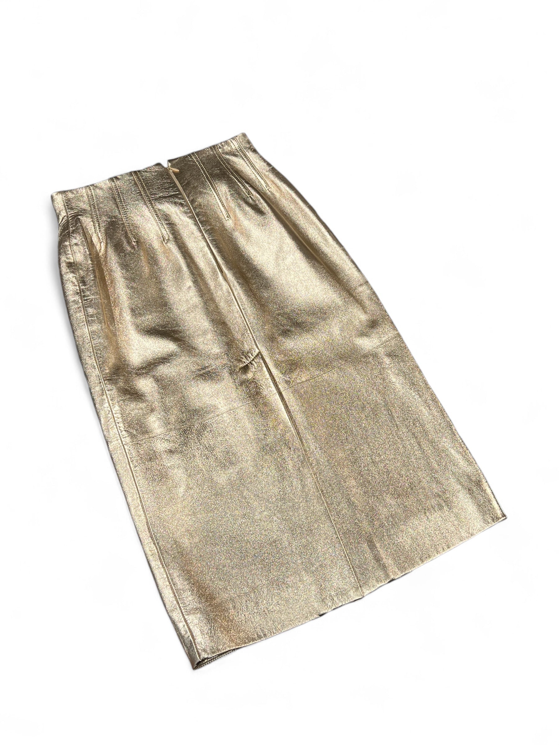 Lanvin - Jupe en cuir dorée TS