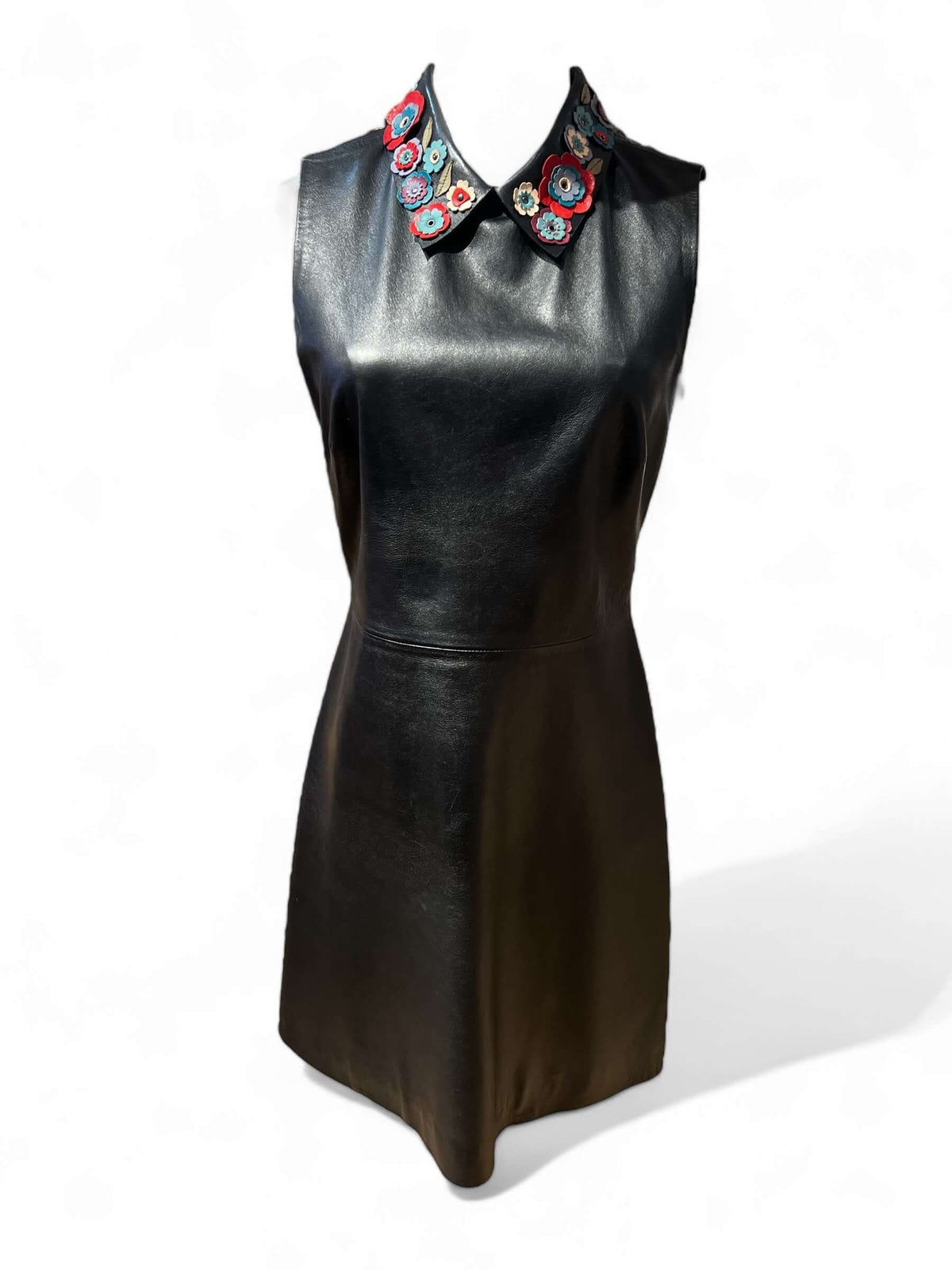 Red Valentino - Vestito nero con colletto a fiori T42