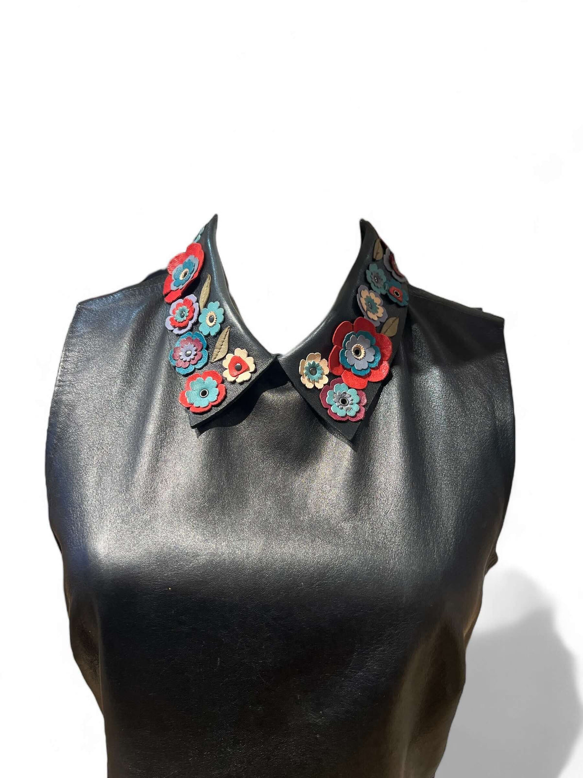 Red Valentino - Vestito nero con colletto a fiori T42