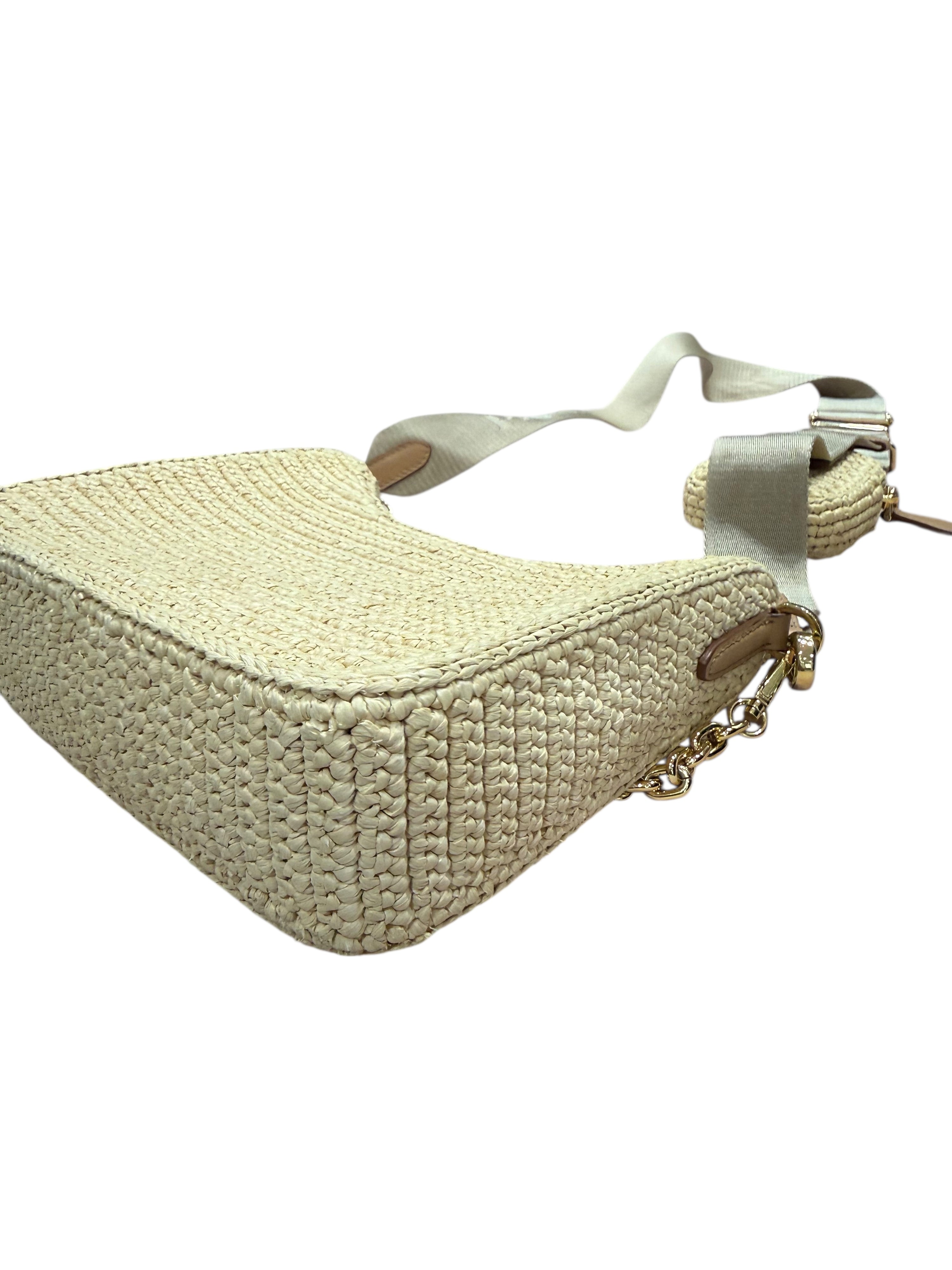 Prada - 2005 Re-Edition bag in natural leather and raffia
